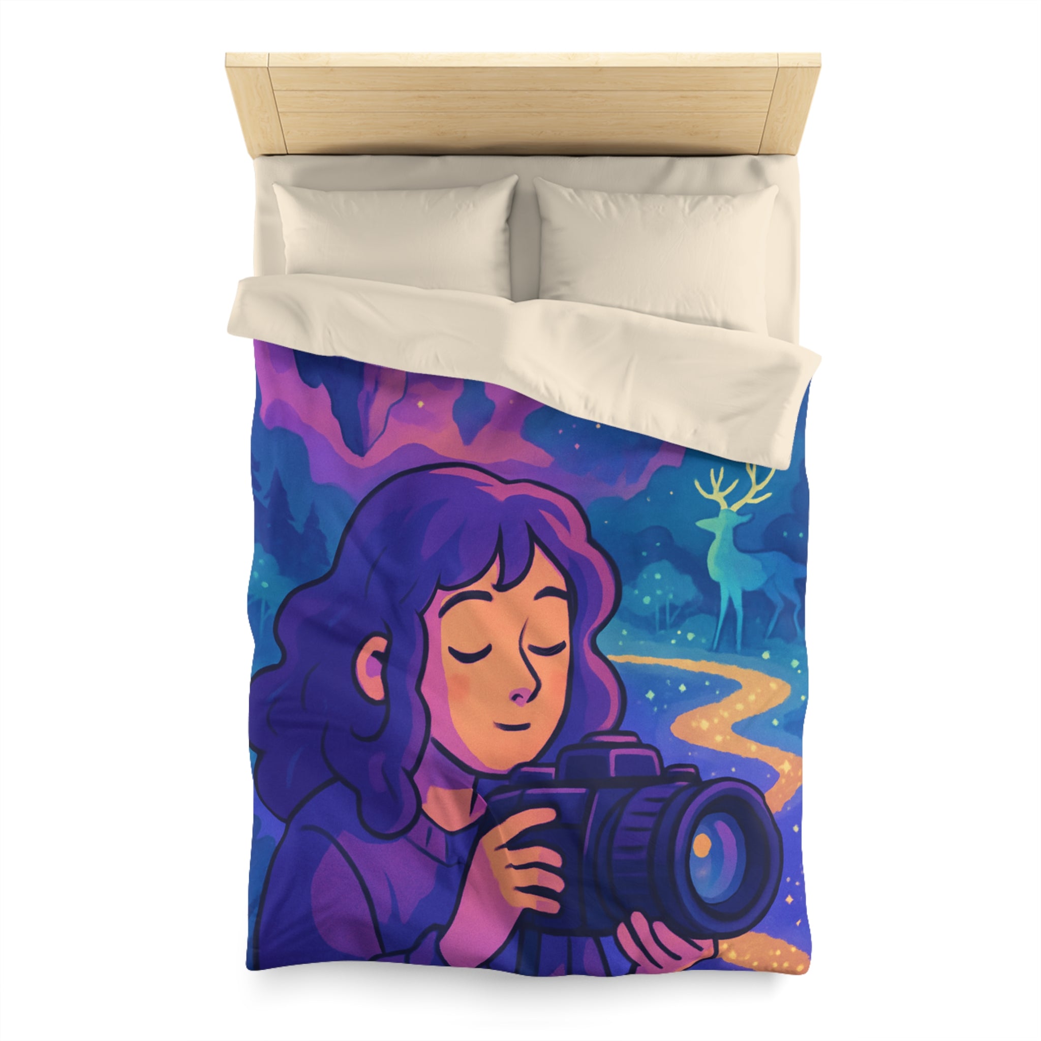 Housse de Couette Mystique avec Paysage Onirique et Envolée de Montagnes Flottantes