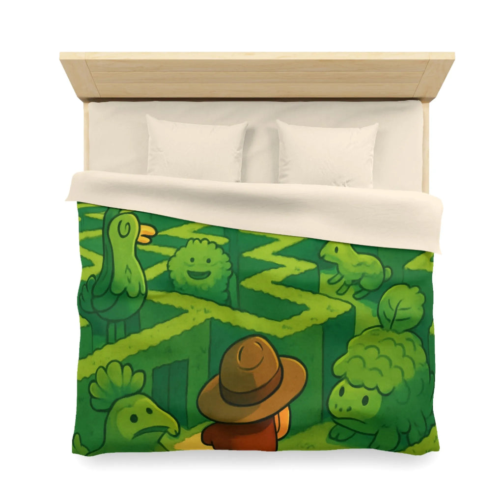 Explorez un Labyrinthe de Créatures Végétales Mystiques sur une Housse de Couette Originale