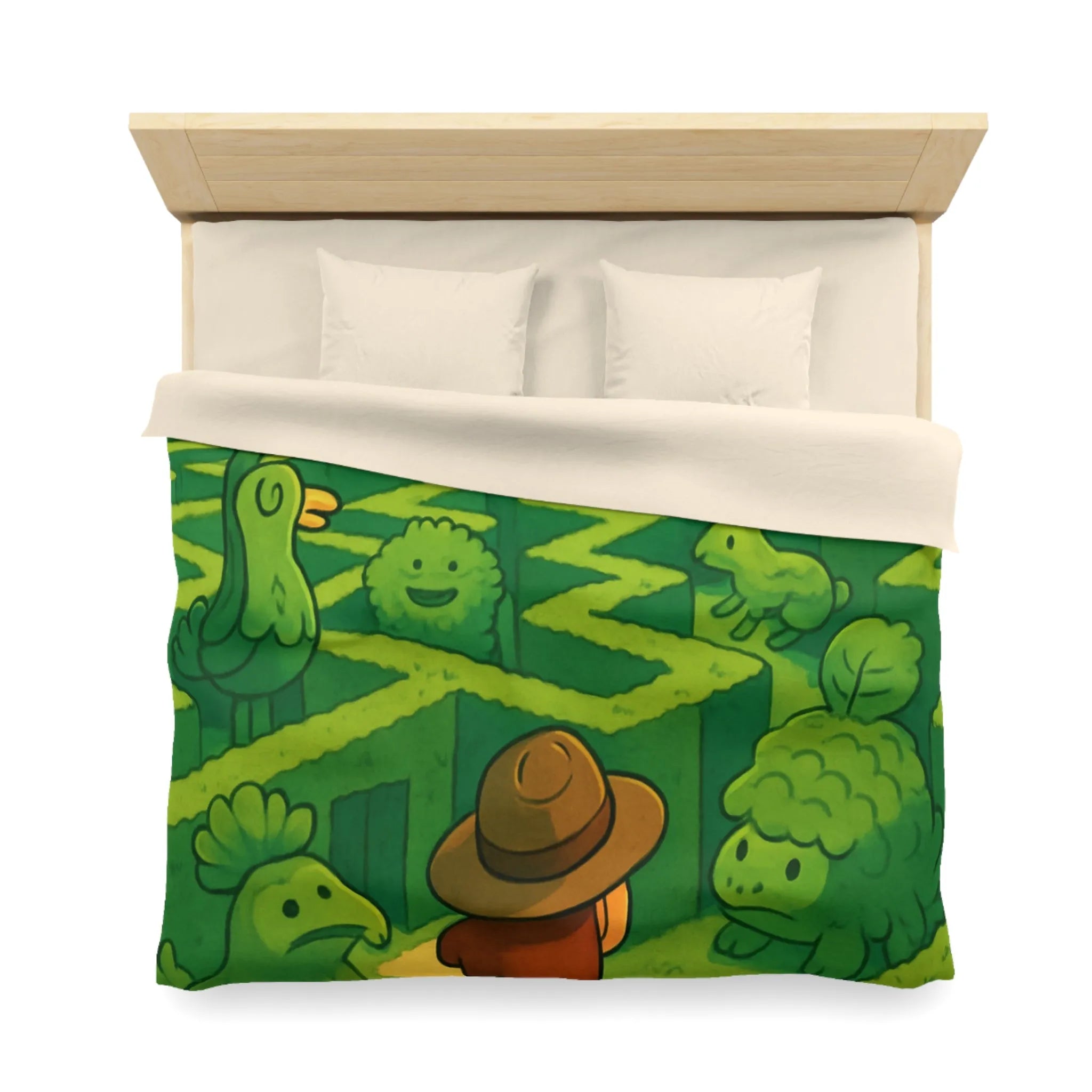 Explorez un Labyrinthe de Créatures Végétales Mystiques sur une Housse de Couette Originale