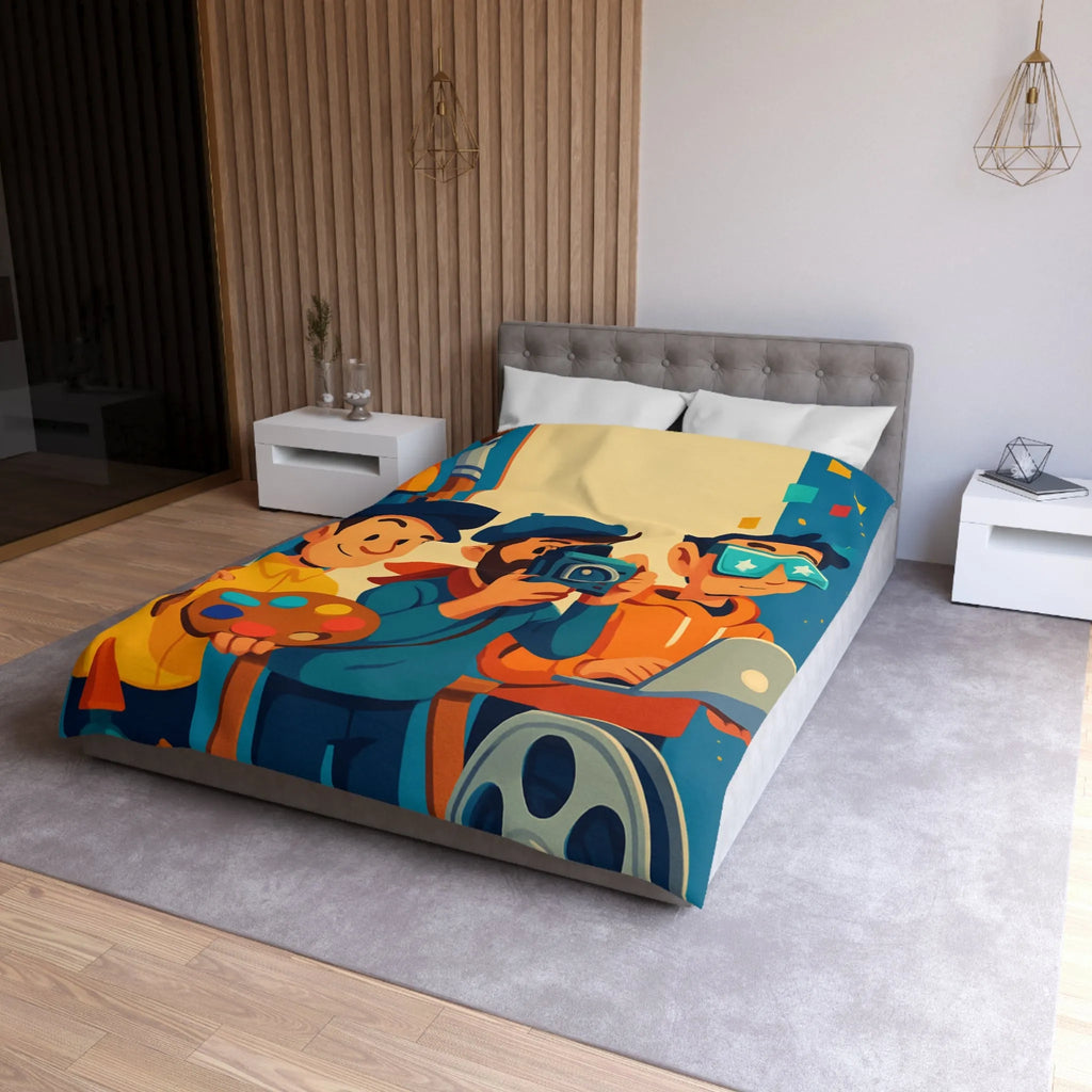 Housse de couette colorée avec artistes créatifs et style cartoon pour chambre moderne