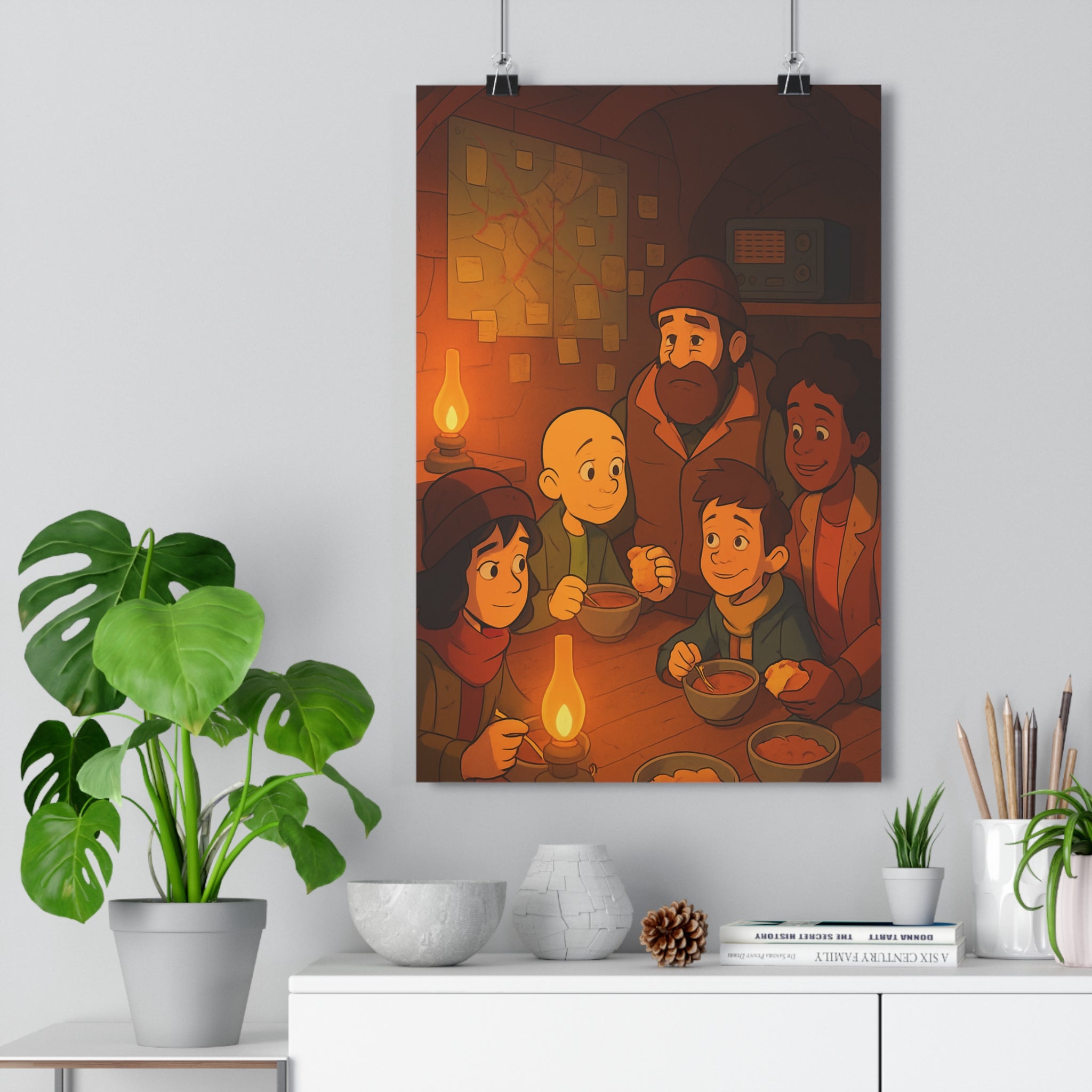 Poster décoratif cartoon chaleureux vintage mystique mur bois salon chambre carte notes repas qualité