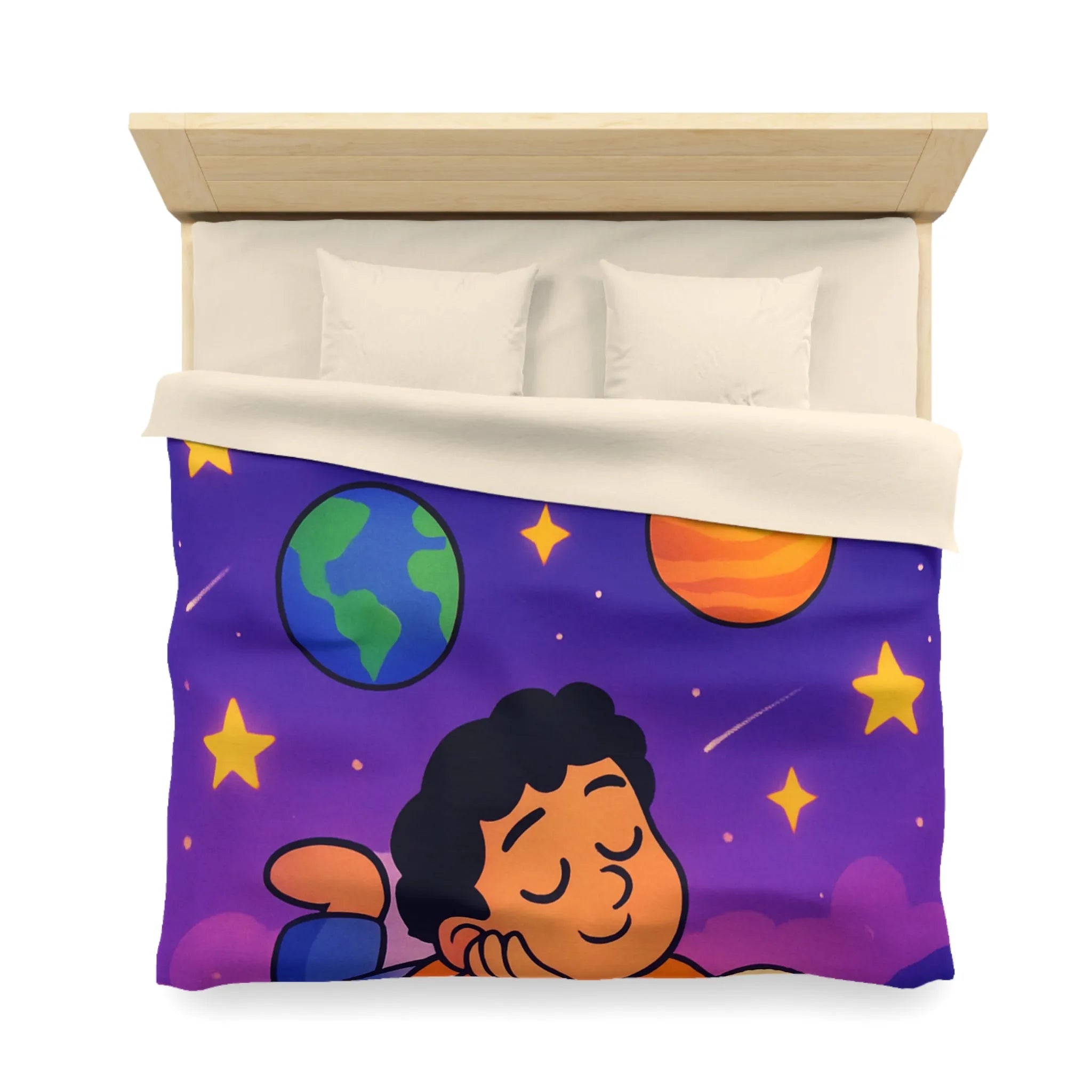 Housse de couette enfant cosmos rêve étoiles planètes univers magique et coloré