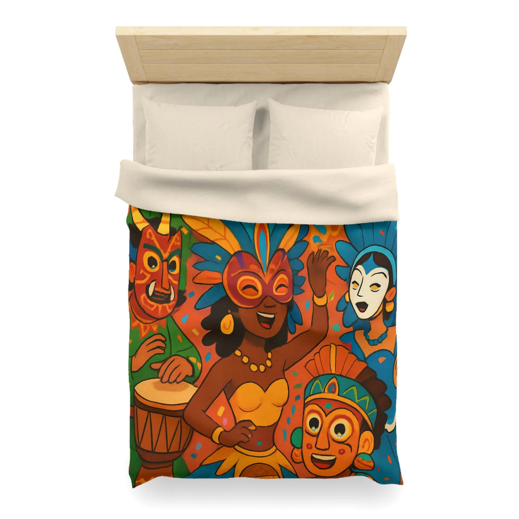 Housse de Couette Carnaval Parade Multicolore avec Masques et Costumes Exotiques Festifs