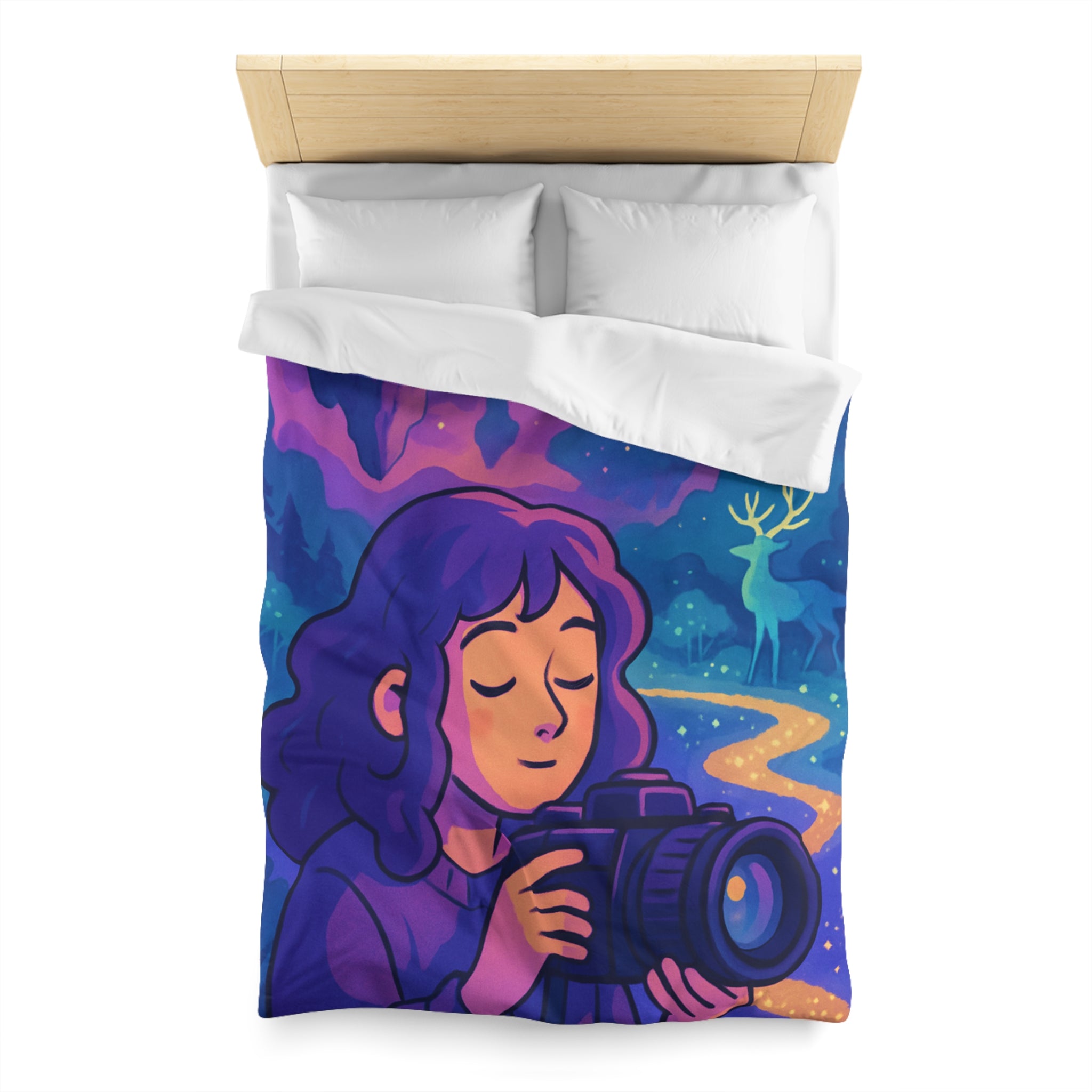 Housse de Couette Mystique avec Paysage Onirique et Envolée de Montagnes Flottantes