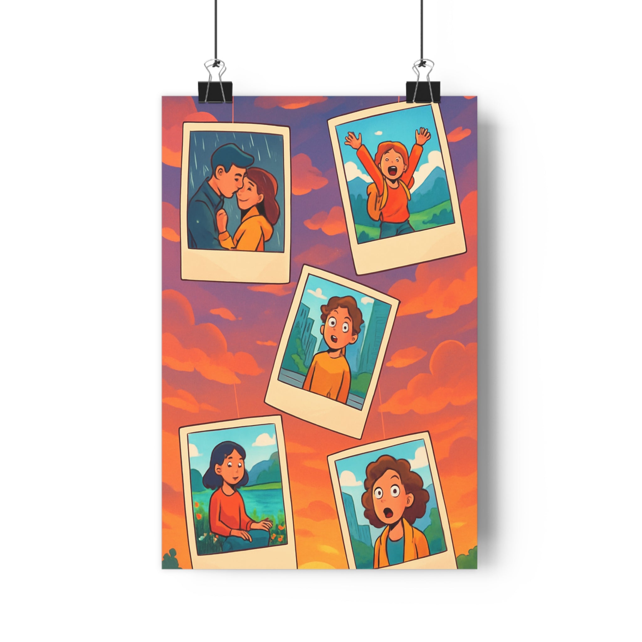 Poster décoratif anime émotion tendresse joie surprise sérénité étonnement vibrant coloré mural chambre salon