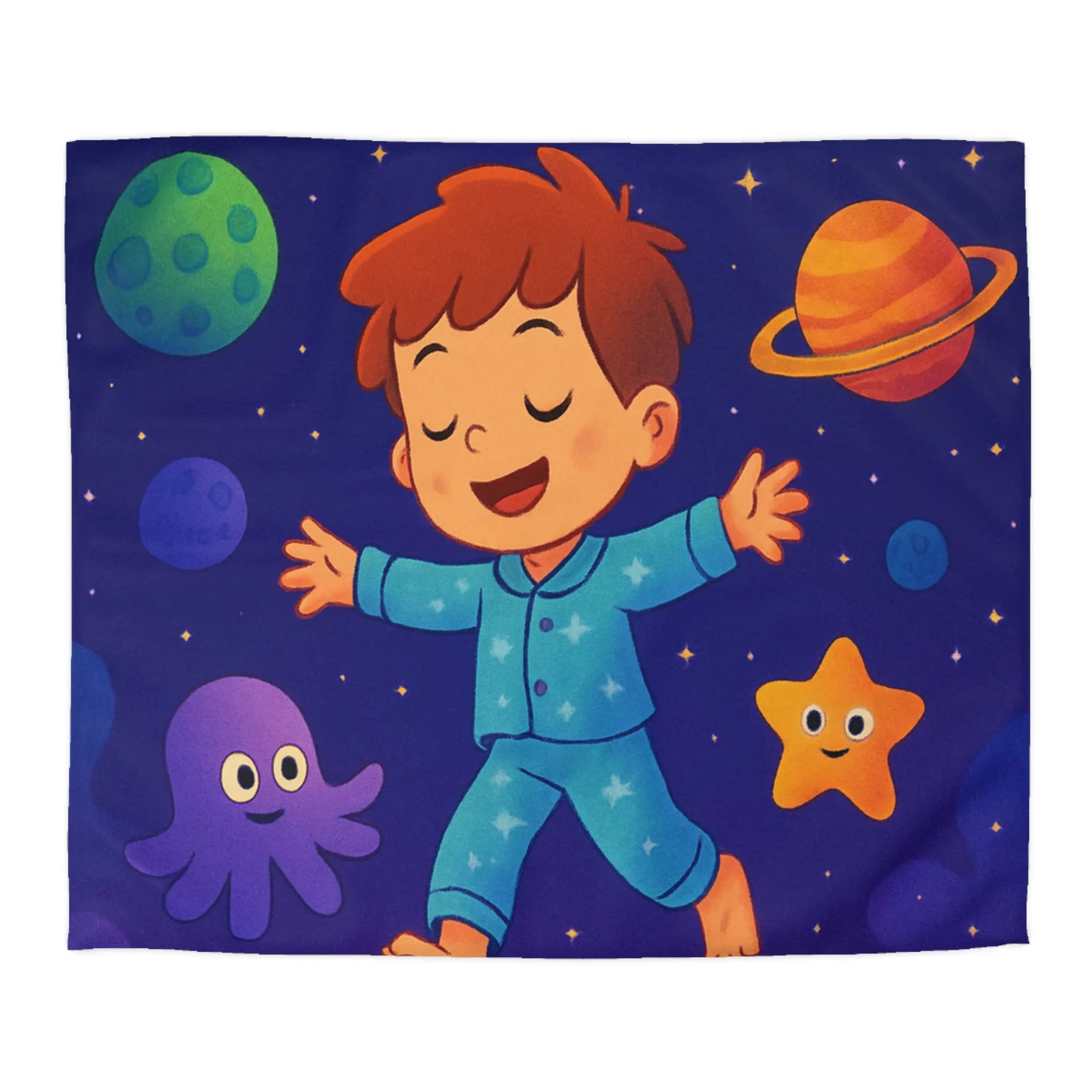 Housse de Couette Galaxie Enfant avec Atmosphère Rêveuse et Éléments Astronomiques Colorés