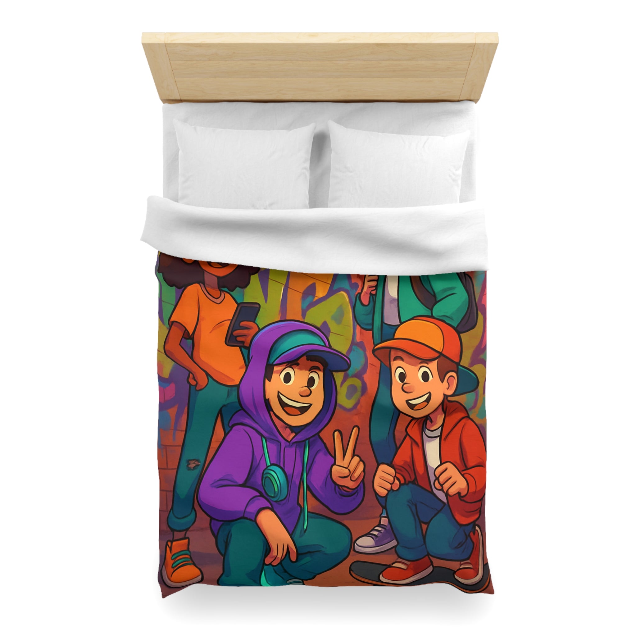 Housse de Couette Microfibre Illustration Unique Design Moderne Décoration Intérieure Raffinée