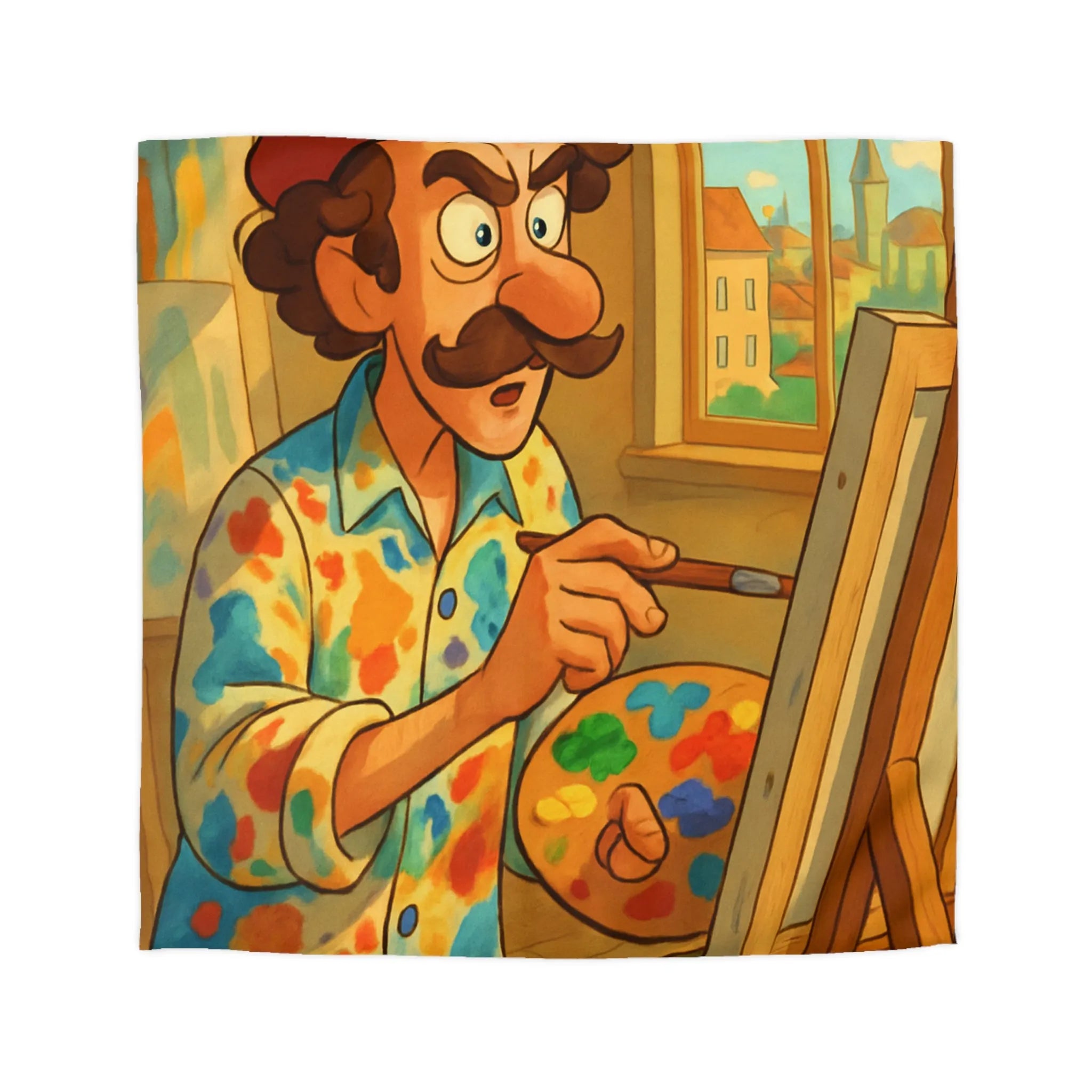 Housse De Couette Artiste Peintre Avec Palette Couleurs Pour Passionnés De Peinture Moderne