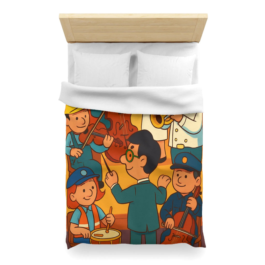 Housse de couette colorée avec illustrations de musiciens habillés en différentes professions