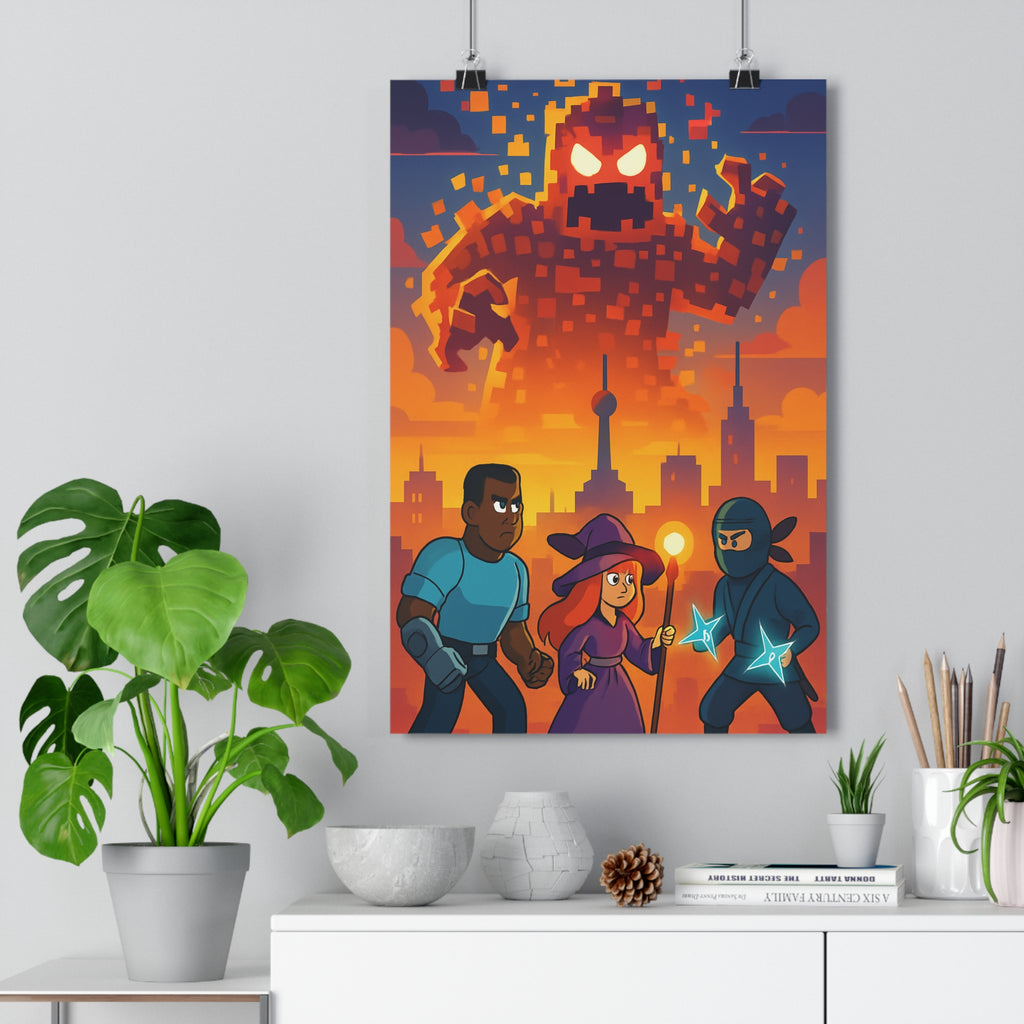Poster décoratif fantastique cartoon orange violet crépuscule chambre enfant aventure mystique moderne qualité qualité