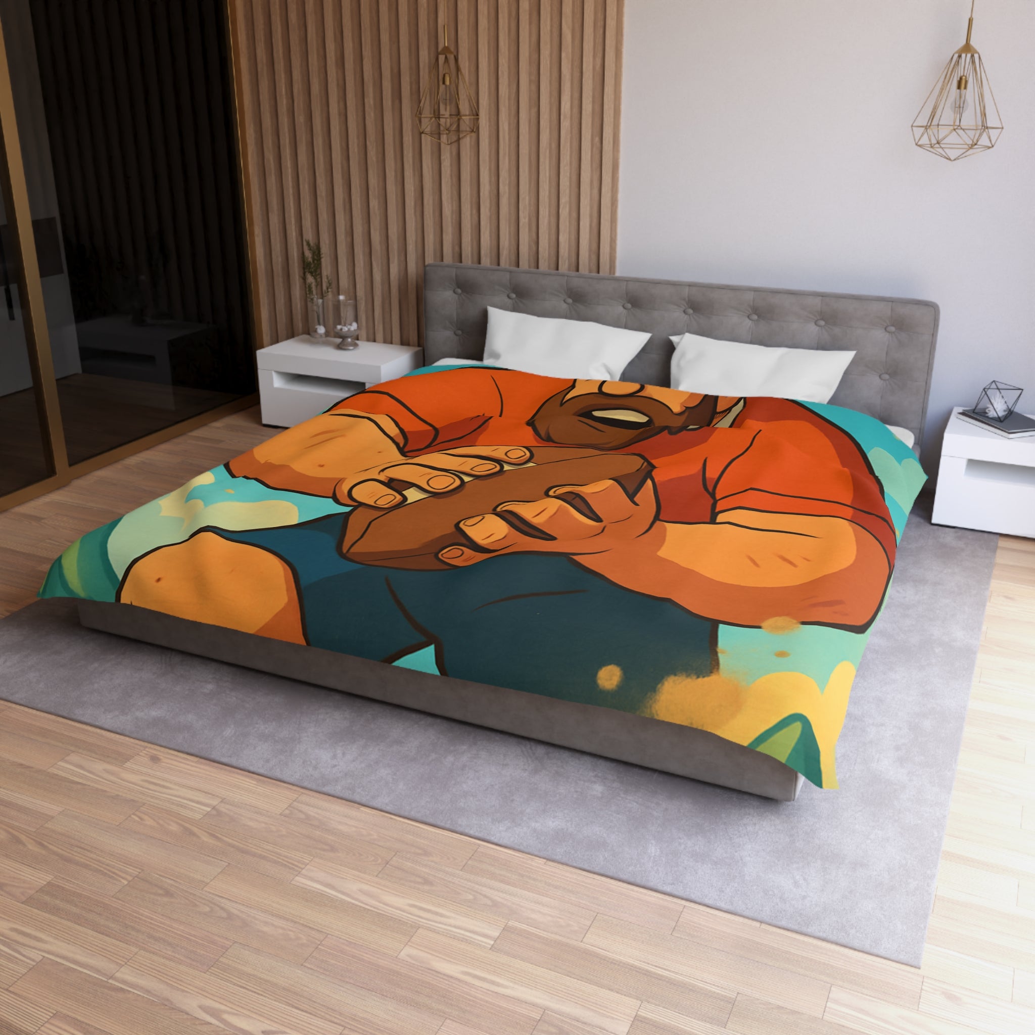 Housse de Couette Microfibre Motif Créatif Original Style Contemporain Chambre Élégante