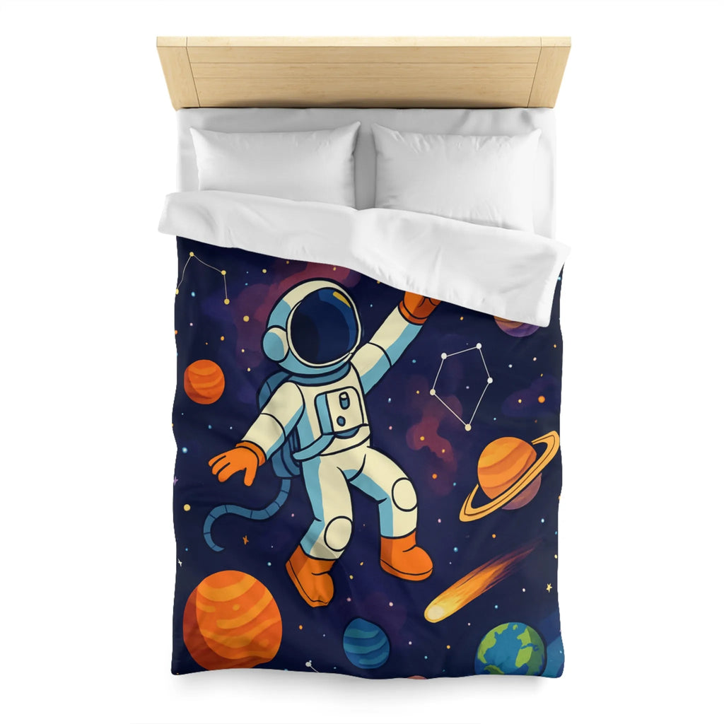 Housse de Couette Astronaute Enfantine avec Étoiles, Planètes et Constellations Colorées pour Chambre