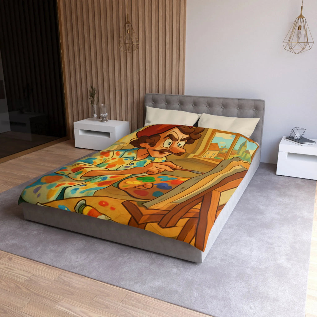 Housse De Couette Artiste Peintre Avec Palette Couleurs Pour Passionnés De Peinture Moderne