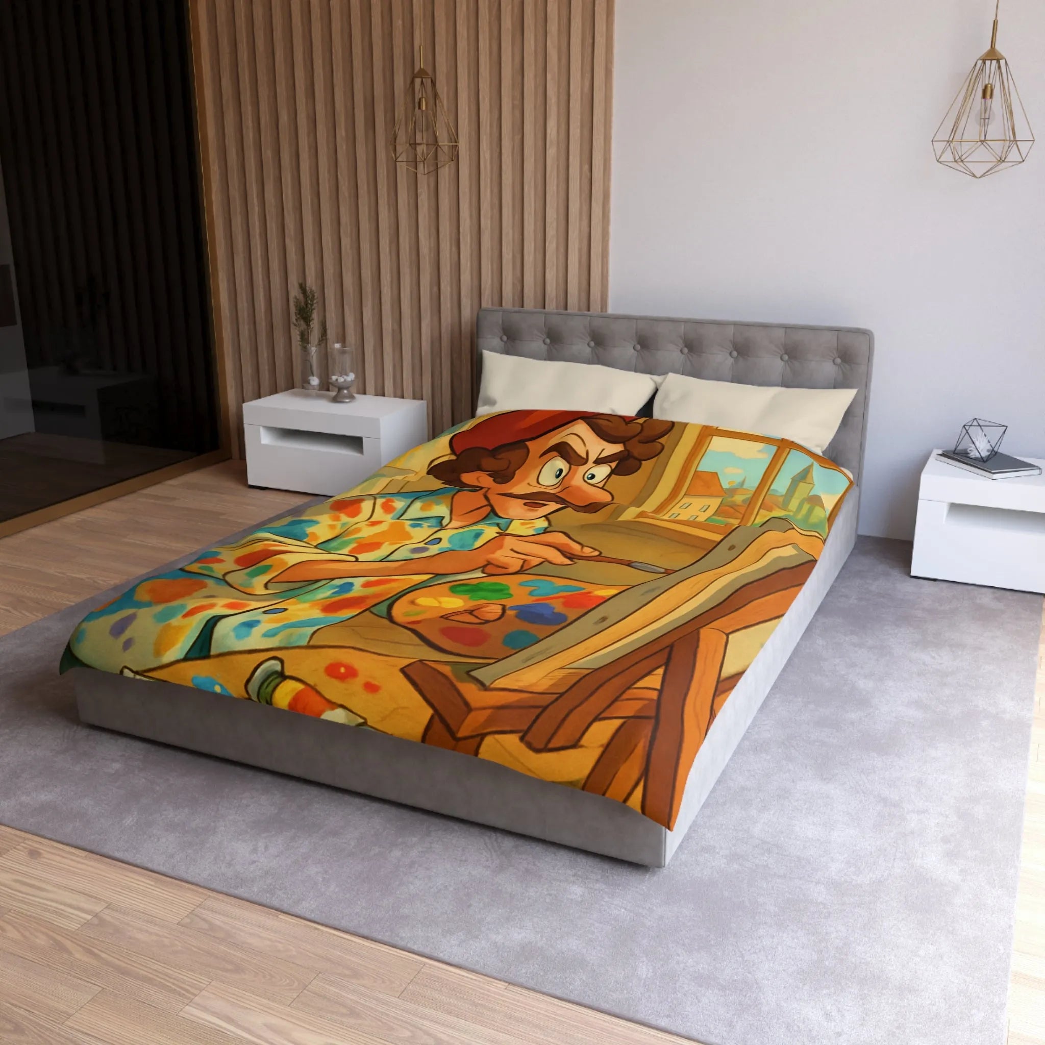 Housse De Couette Artiste Peintre Avec Palette Couleurs Pour Passionnés De Peinture Moderne