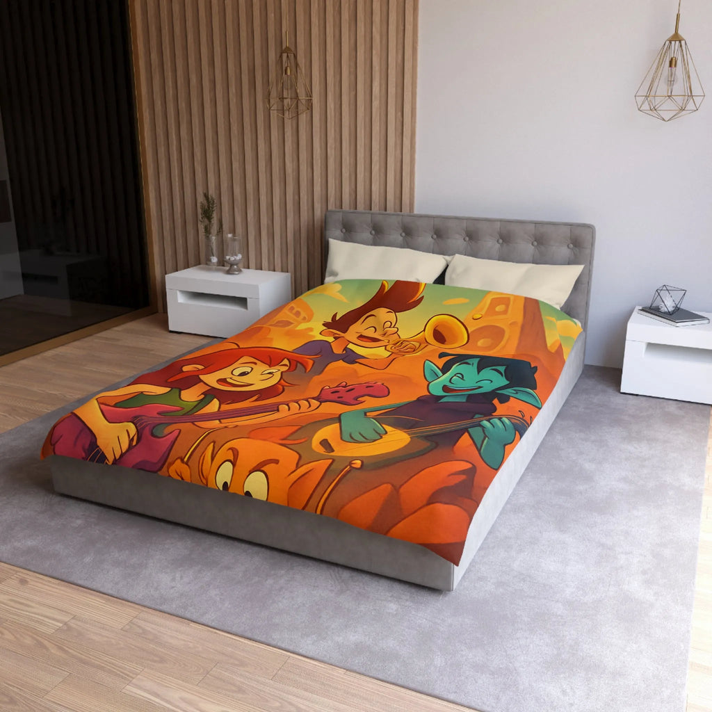 Housse de Couette avec Illustrations Musicales Fantaisistes pour Enfants et Adolescents Colorée