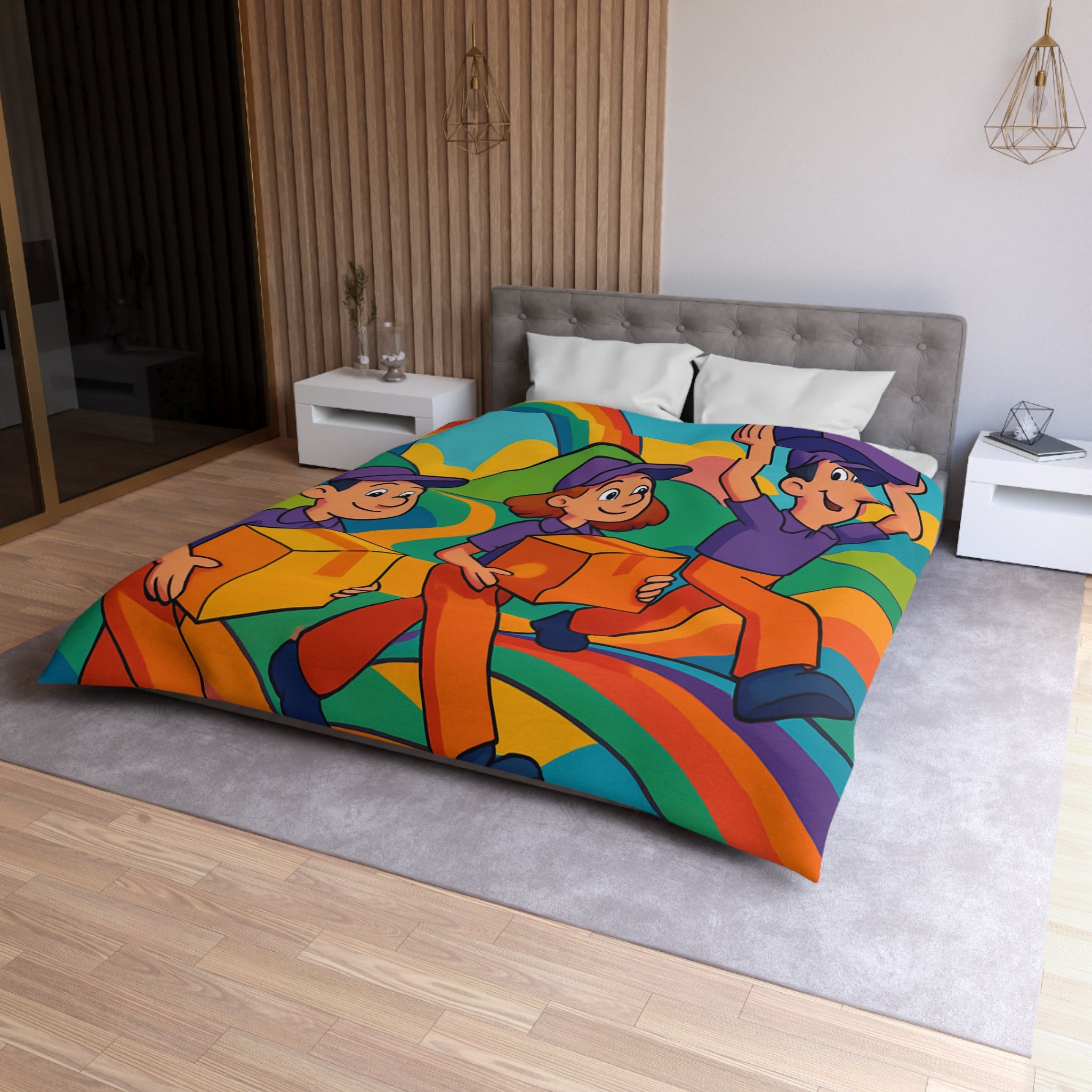 Housse de Couette Microfibre Design Artistique Moderne Décoration Chambre Confort Premium