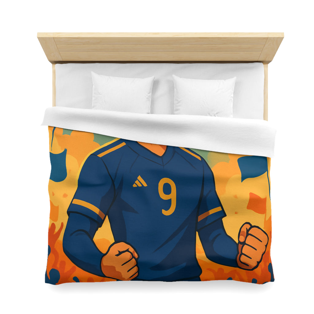 Housse de couette sportive avec joueur de football, feux d'artifice et ambiance festive