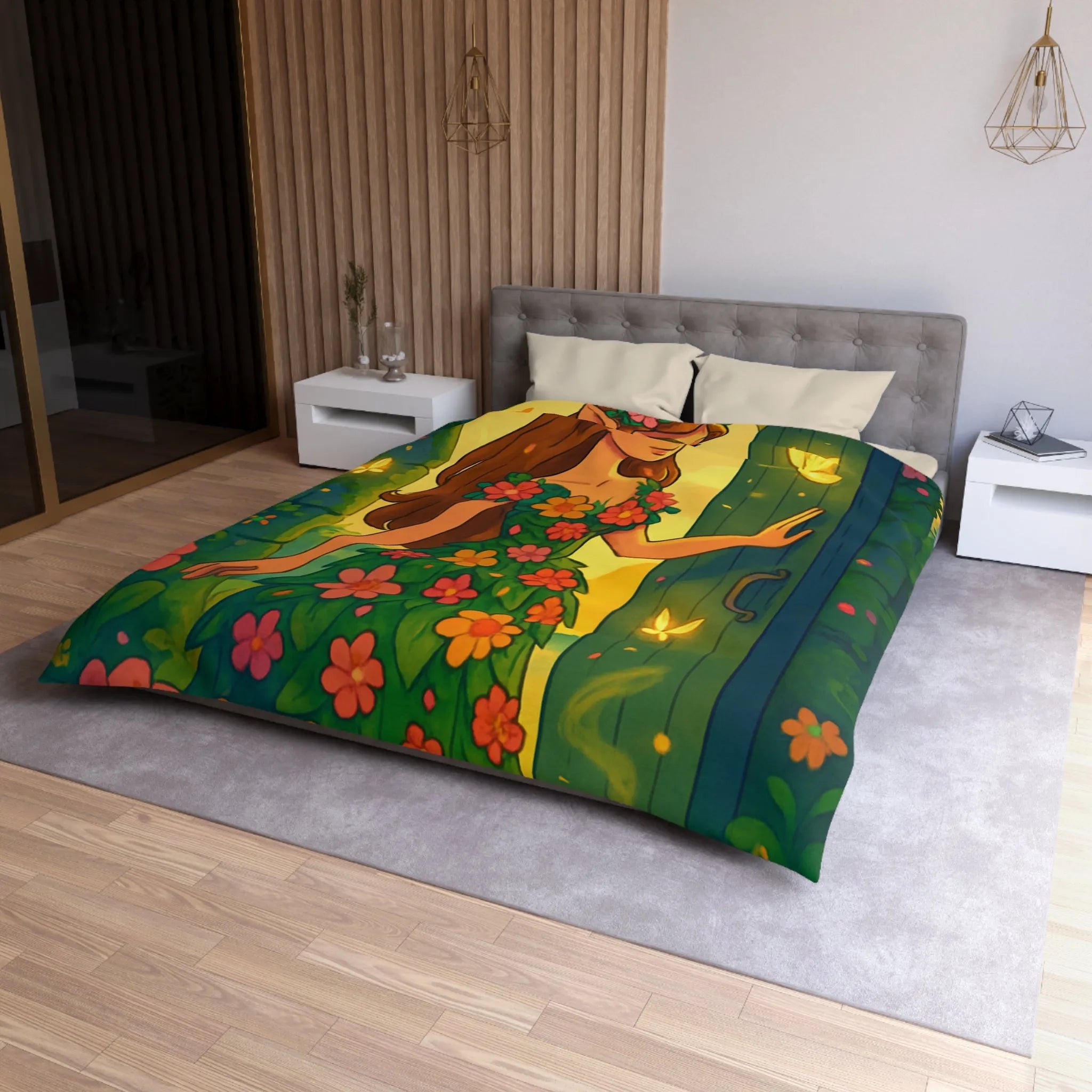 Élégante Housse Floral Elfique Inspirée par la Beauté Enchantée de la Nature Mystique