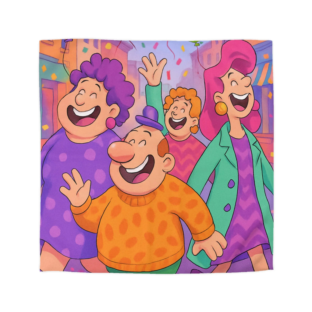 Housse de couette joyeuse avec personnages et ballons pour décoration festive chambre