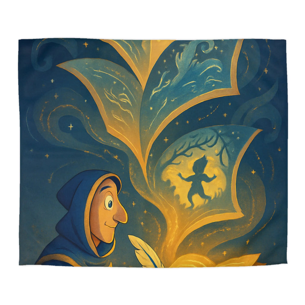 Housse de couette magique avec scène de conte illustrée et motifs féeriques scintillants