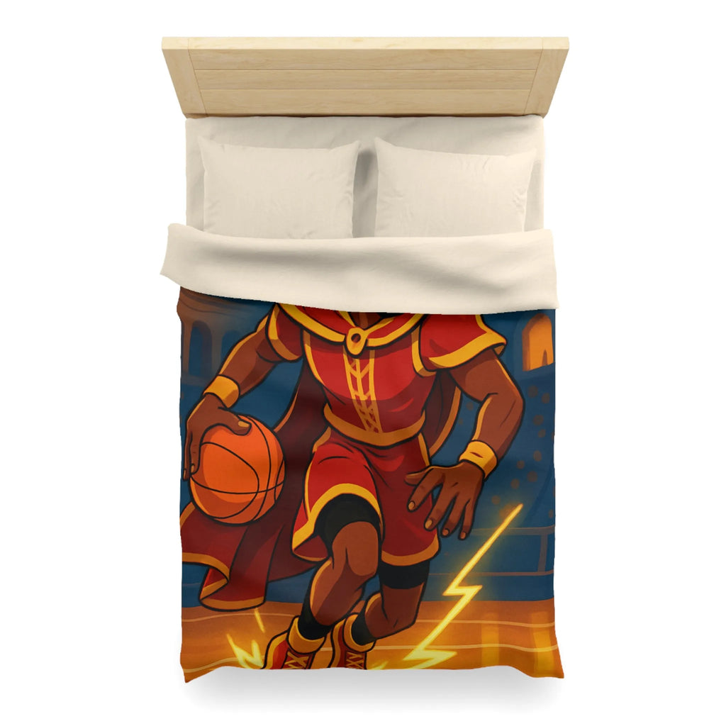 Athlète en Action avec Ballon de Basket dans Arène Lumineuse - Motif Royauté