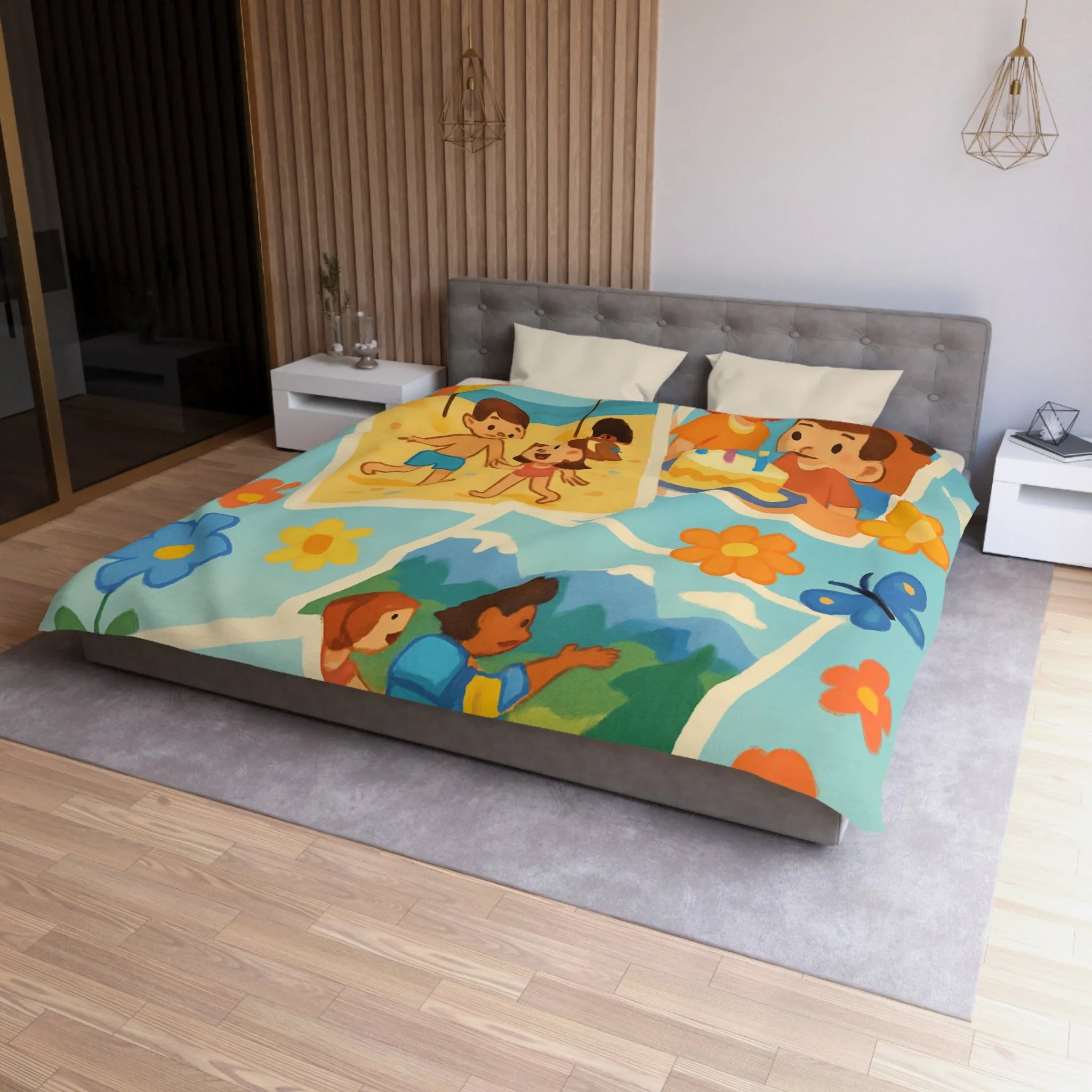 Housse de Couette Enfant : Aventures Ludiques en Été avec Amis et Nature