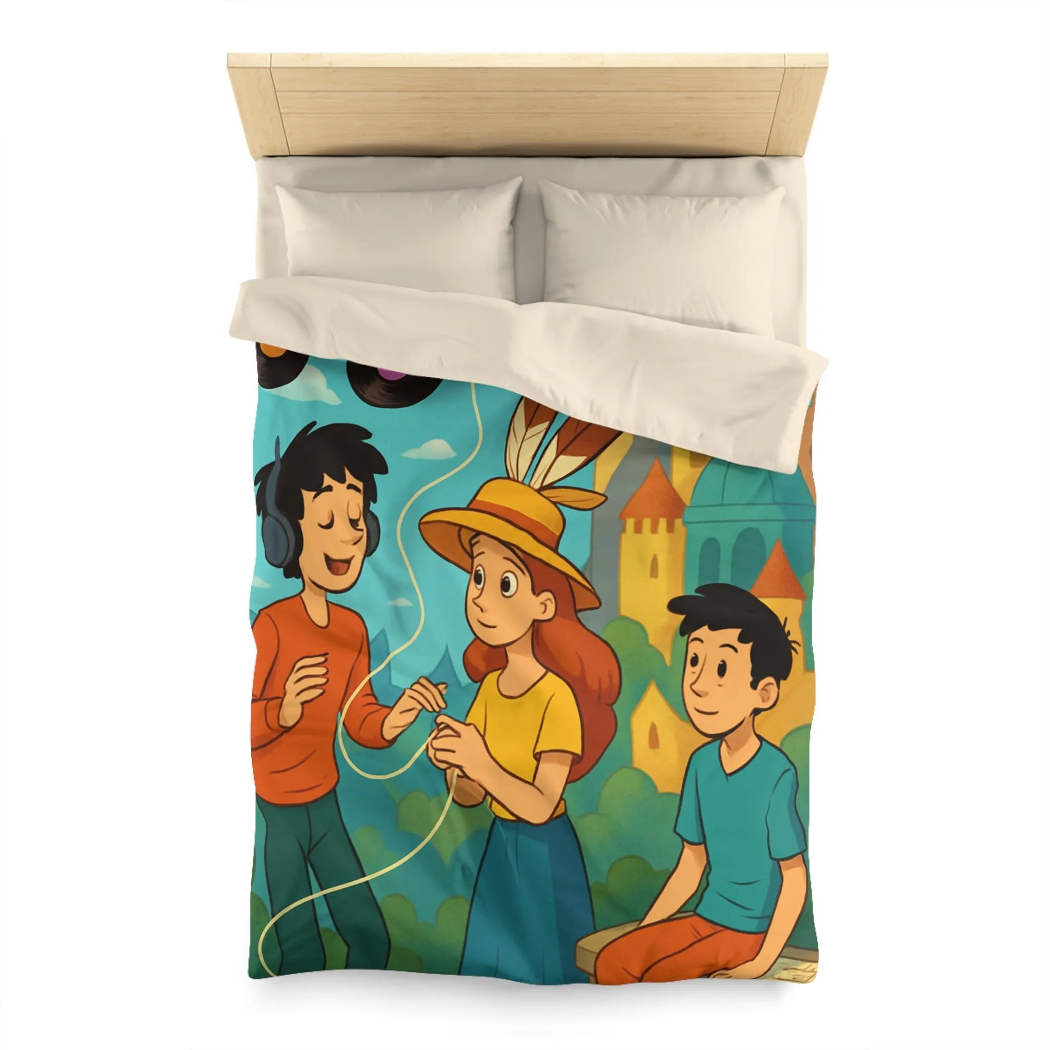 Contes Enchantés: Douce Mélodie et Château Coloré sur Housse de Couette Enfant