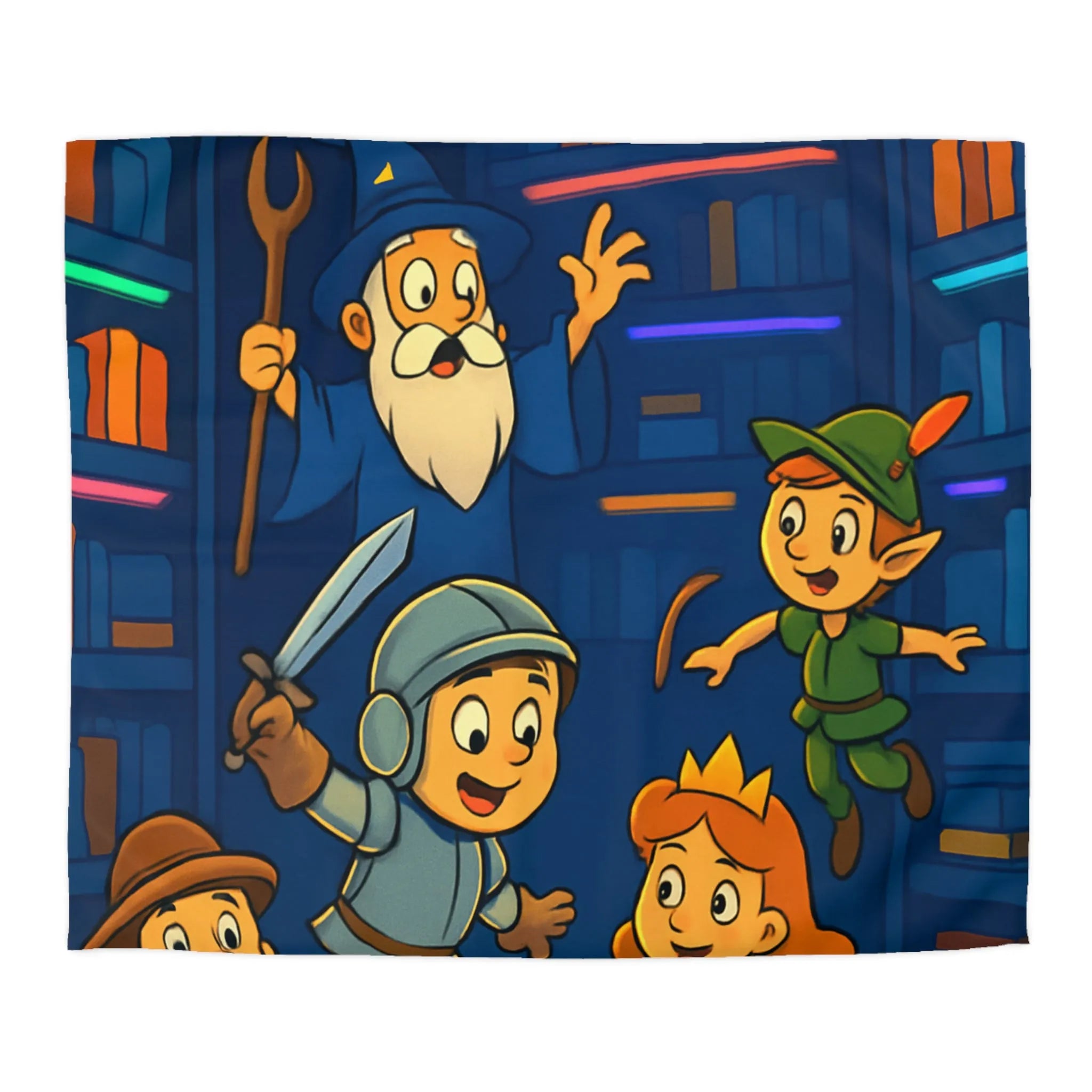 Housse de Couette Enchantée pour Enfants avec Contes Magiques et Personnages Historiques Colorés