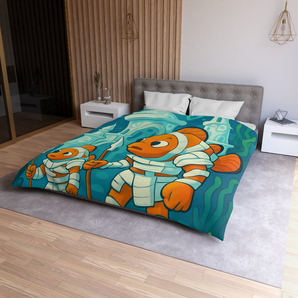 Intriguante housse de couette poissons en armure explorant un royaume sous-marin magique
