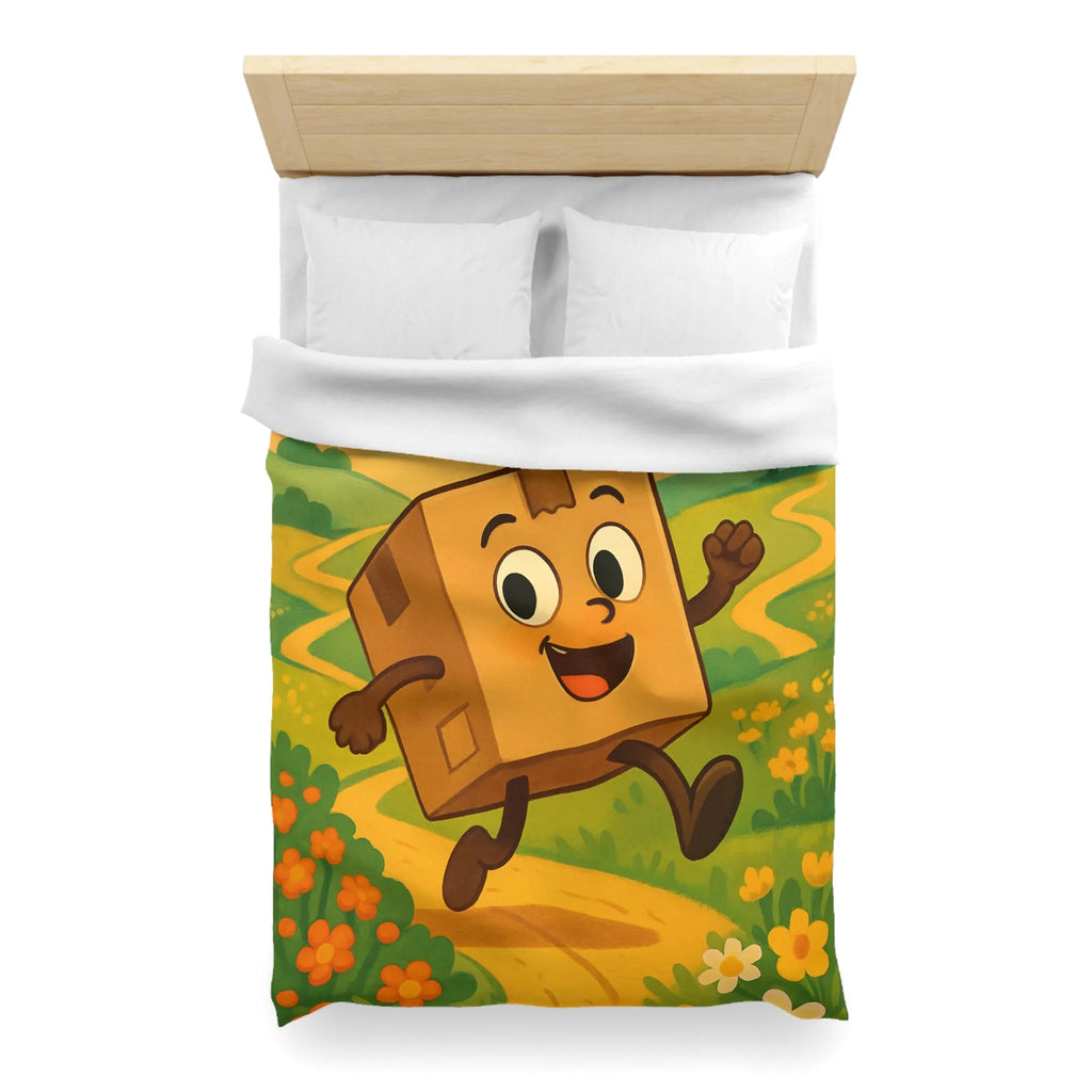 Housse de couette joyeuse avec paysage printanier et boîte sautillante amicale