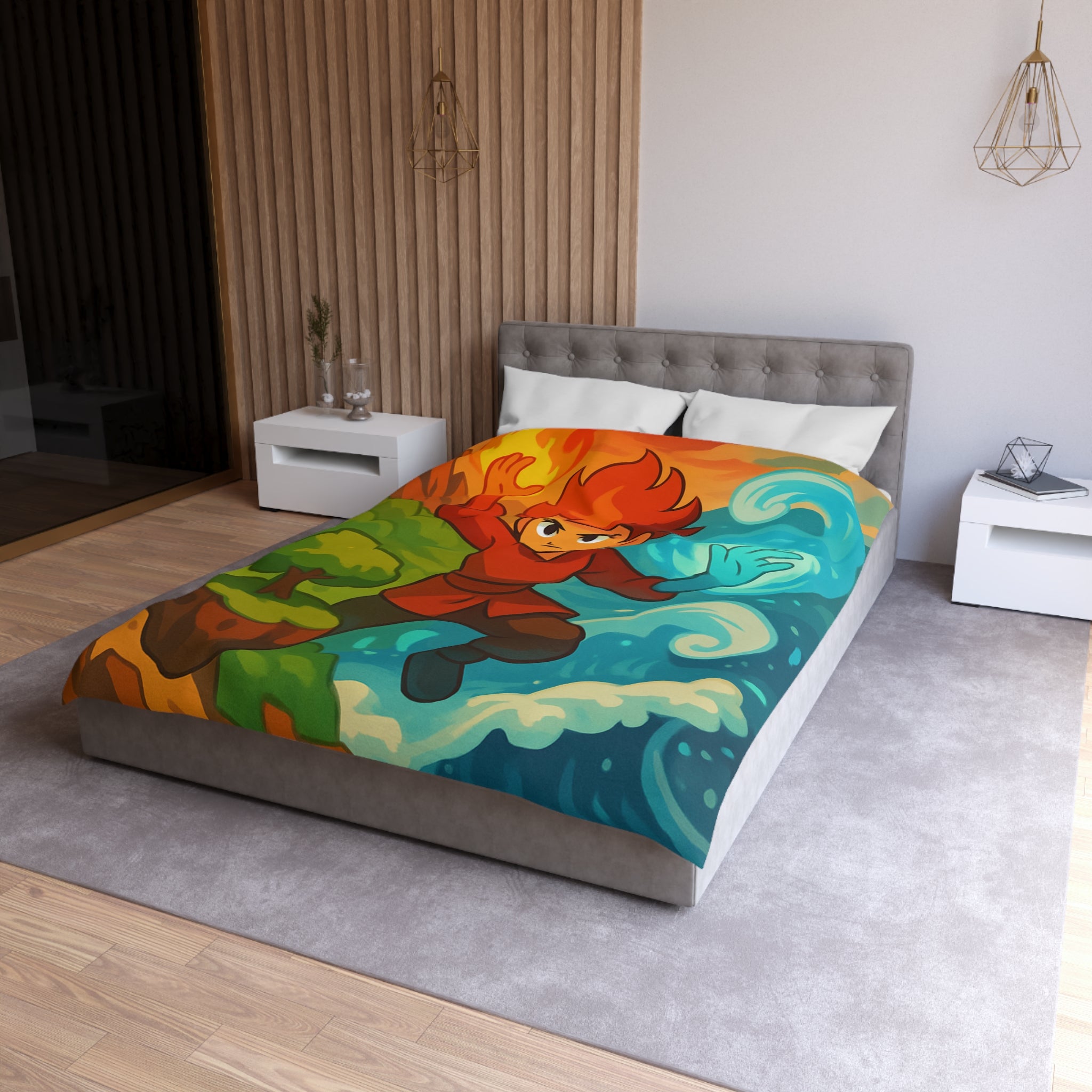 Housse de Couette Microfibre Motif Créatif Original Style Contemporain Chambre Élégante