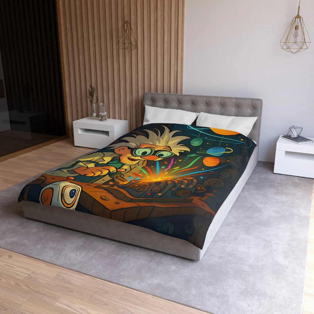 Housse de Couette Cosmos Inventeur Fantastique avec Planètes et Robot Mignon