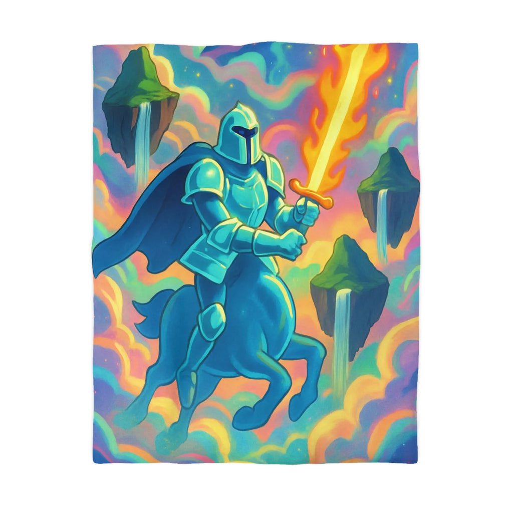 Chevalier Mystique et Centaure Bleu sur Nuages avec Épée Enflammée Fantastique