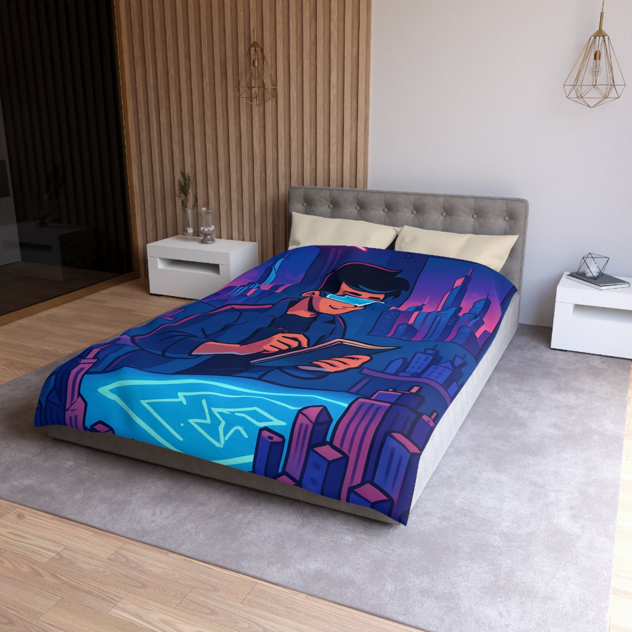 Housse de Couette Microfibre Illustration Unique Design Moderne Décoration Intérieure Raffinée