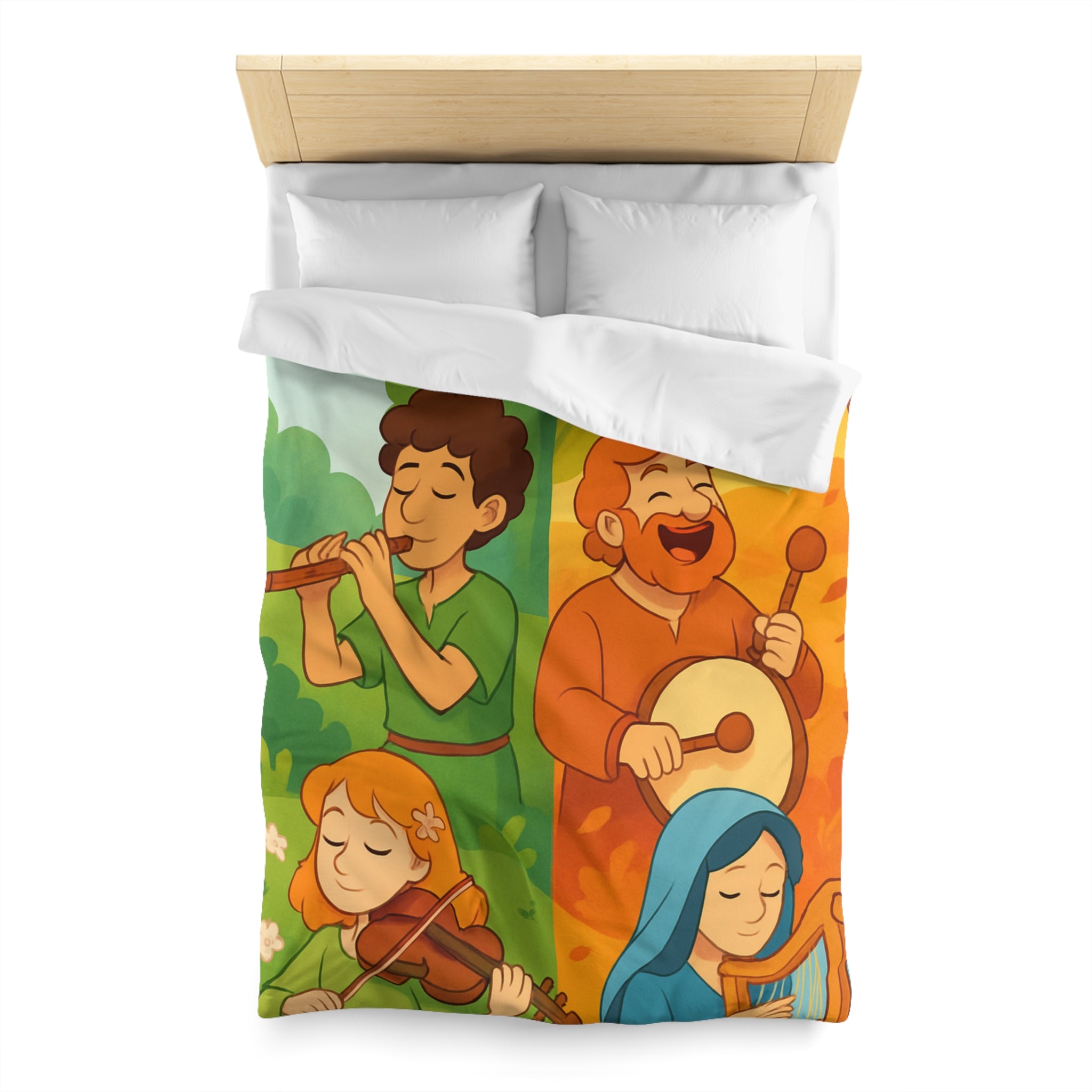 Housse de Couette Musique des Quatre Saisons Harpe Violon Tambour Flûte Enchanteur