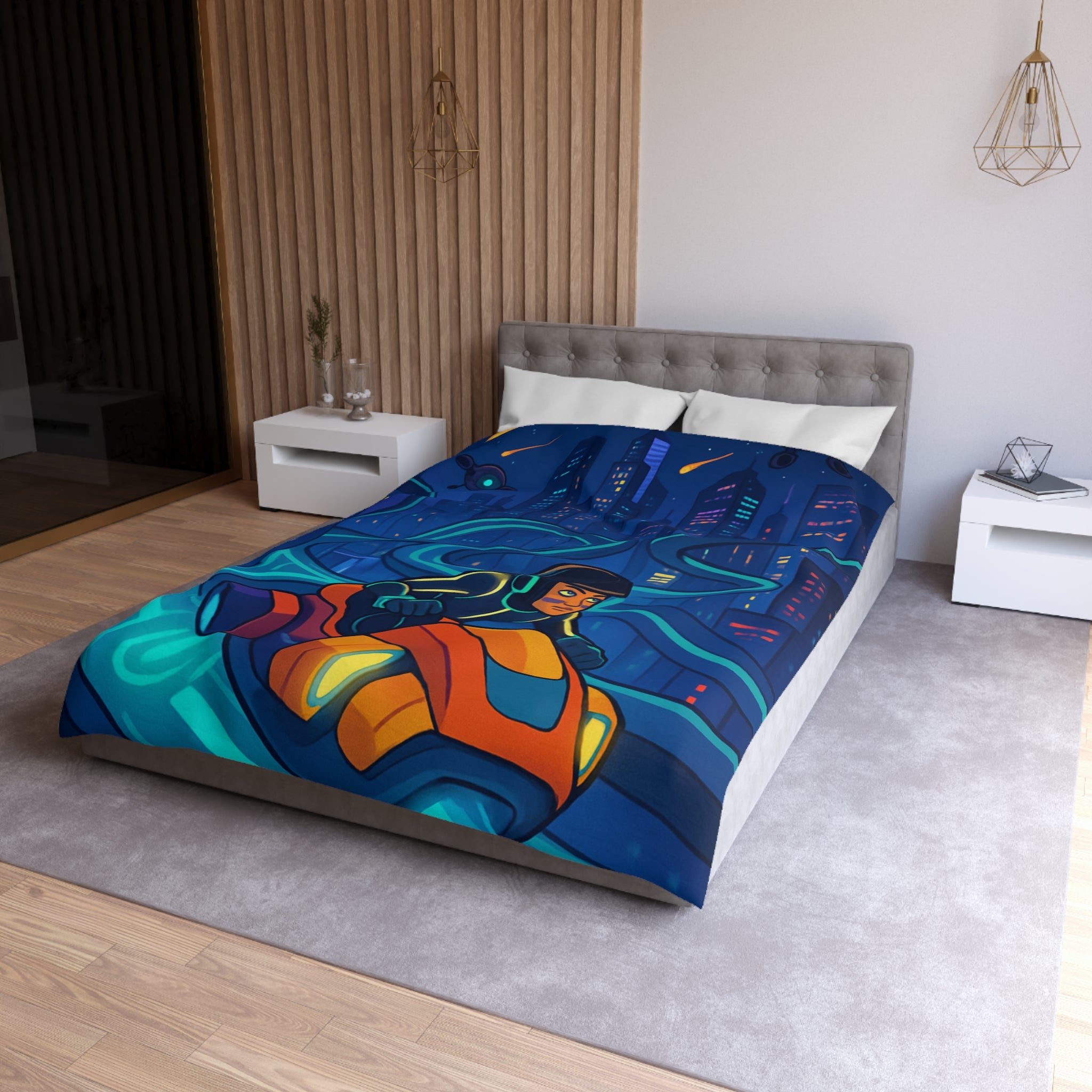 Housse de Couette Microfibre Design Artistique Moderne Décoration Chambre Confort Doux Qualité Premium