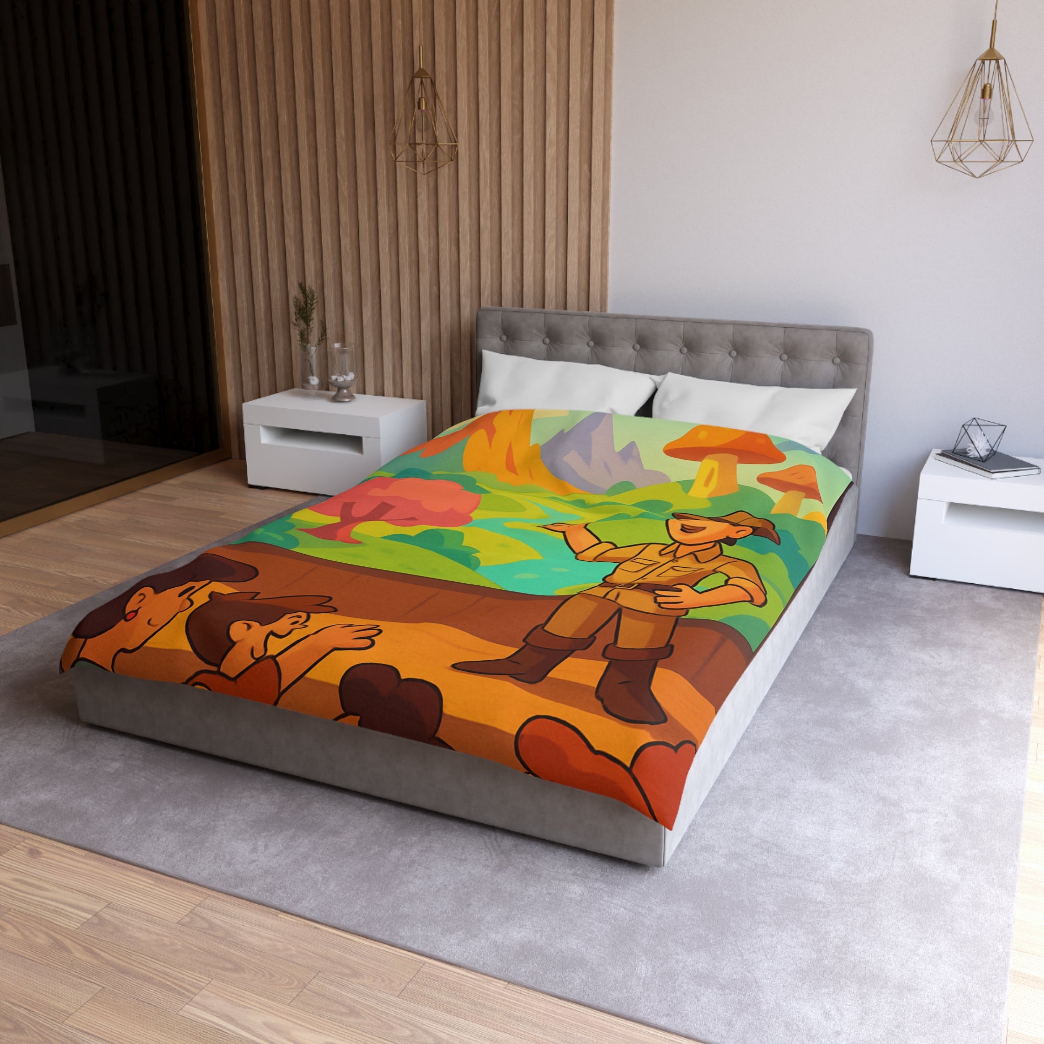 Housse de Couette Microfibre Illustration Unique Design Moderne Décoration Intérieure Raffinée