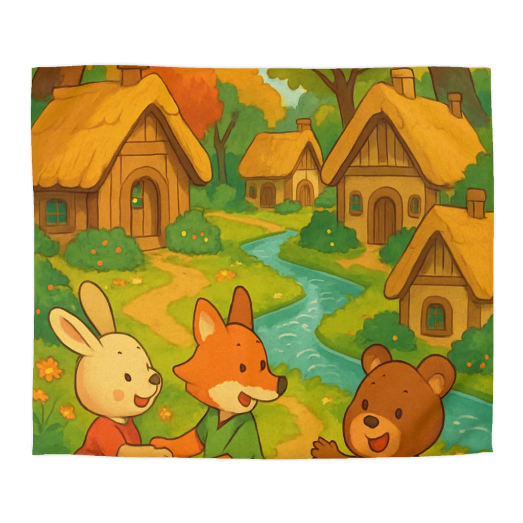 Adorable Illustration Animalière Colorée Idéale pour une Housse de Couette Enfantine et Enchantée