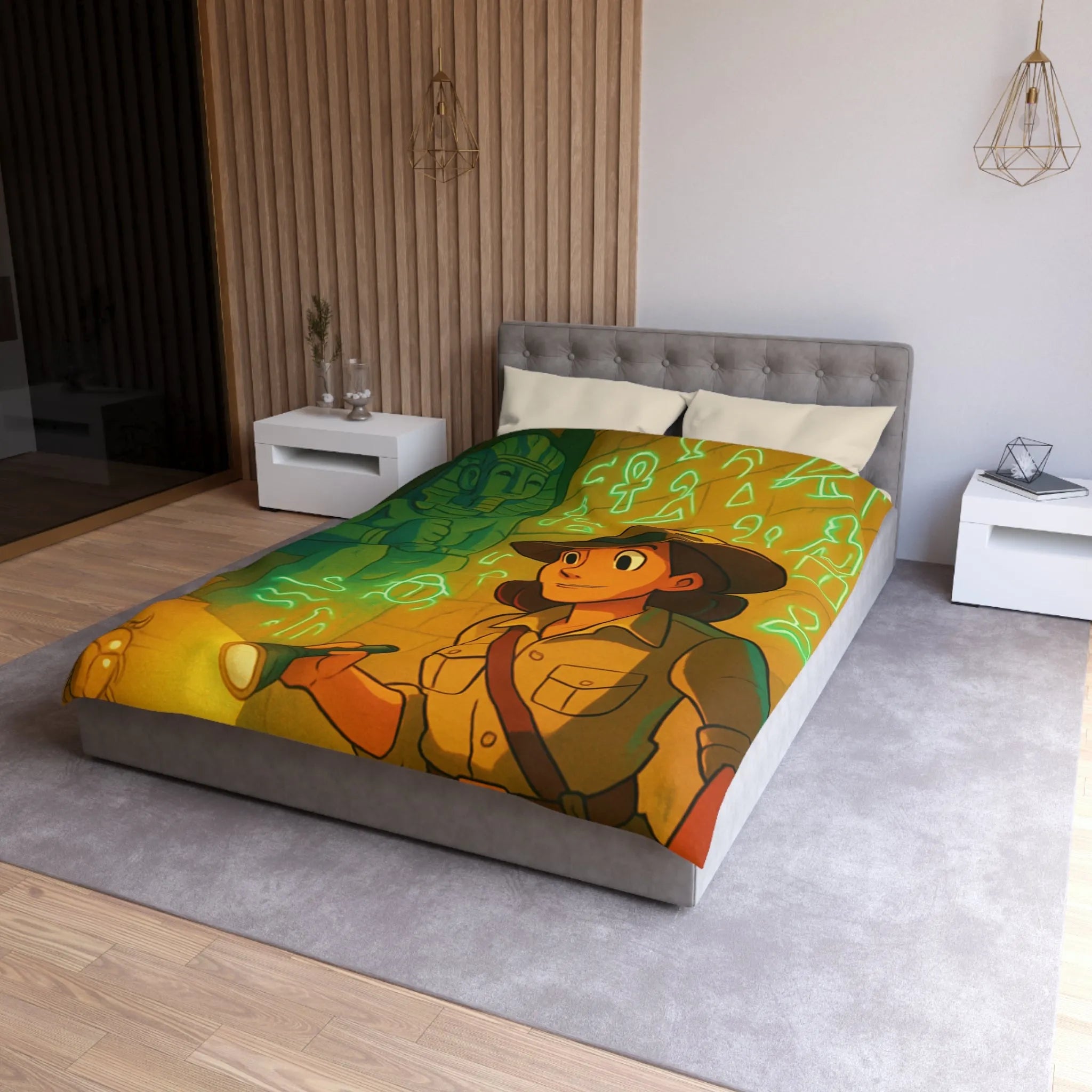 Housse de Couette Aventure Archéologique: Explorer des Hiéroglyphes dans une Pyramide Égyptienne Mystérieuse