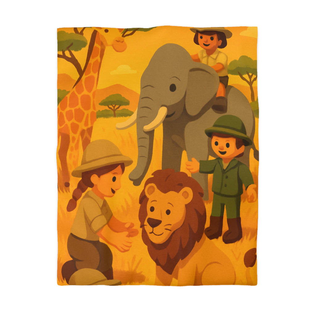 Safari Coloré pour Enfants avec Animaux Amicaux dans la Savane Dorée et Ensoleillée