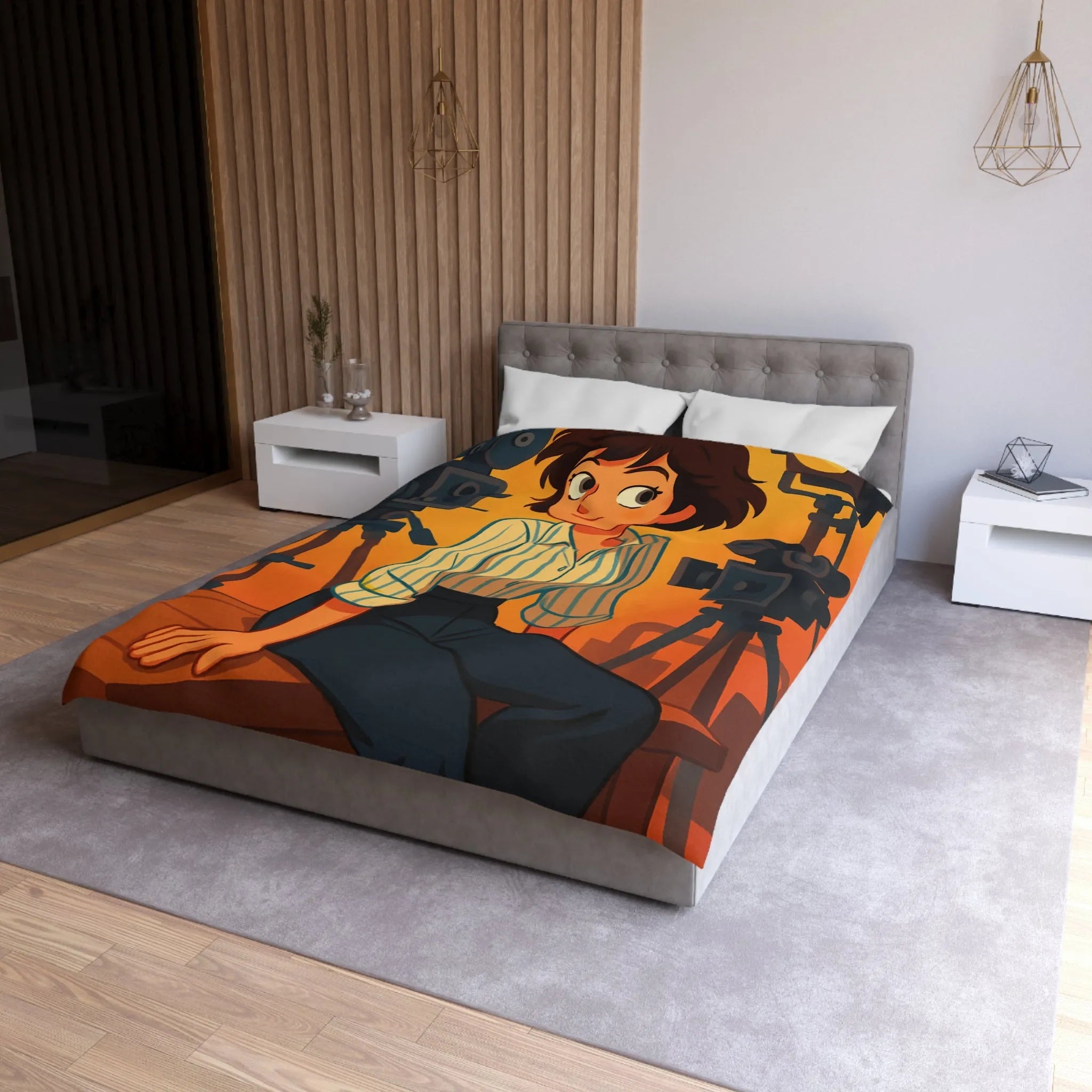 Housse de Couette Microfibre Art Graphique Contemporain Style Décoratif Chambre Tendance