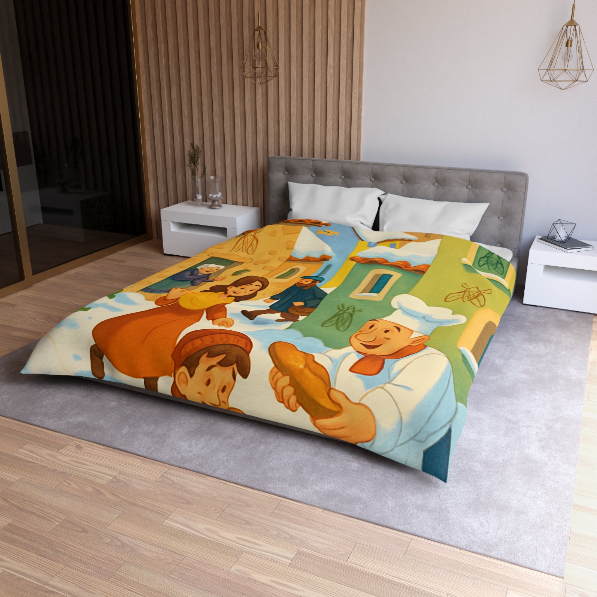Housse de Couette Microfibre Design Artistique Moderne Décoration Chambre Confort Premium
