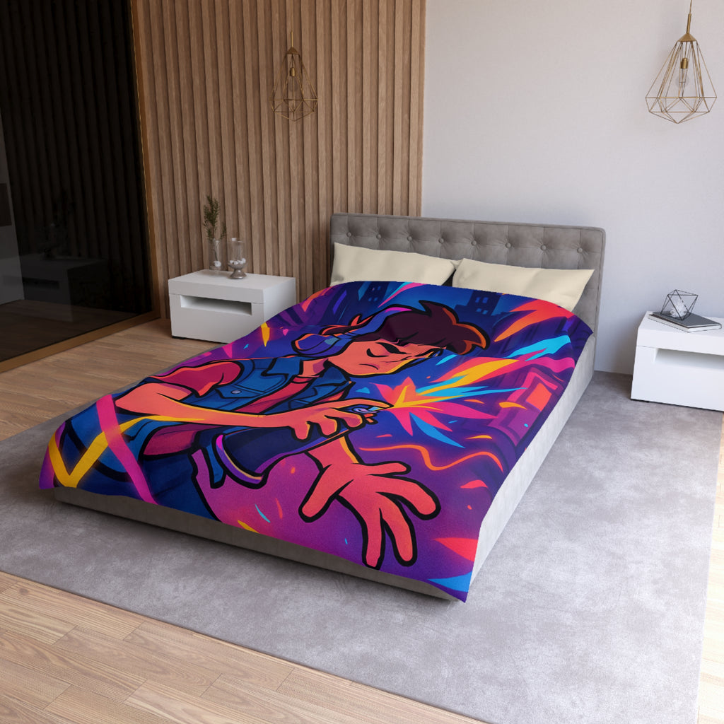 Housse de Couette Microfibre Design Artistique Moderne Décoration Chambre Confort Premium