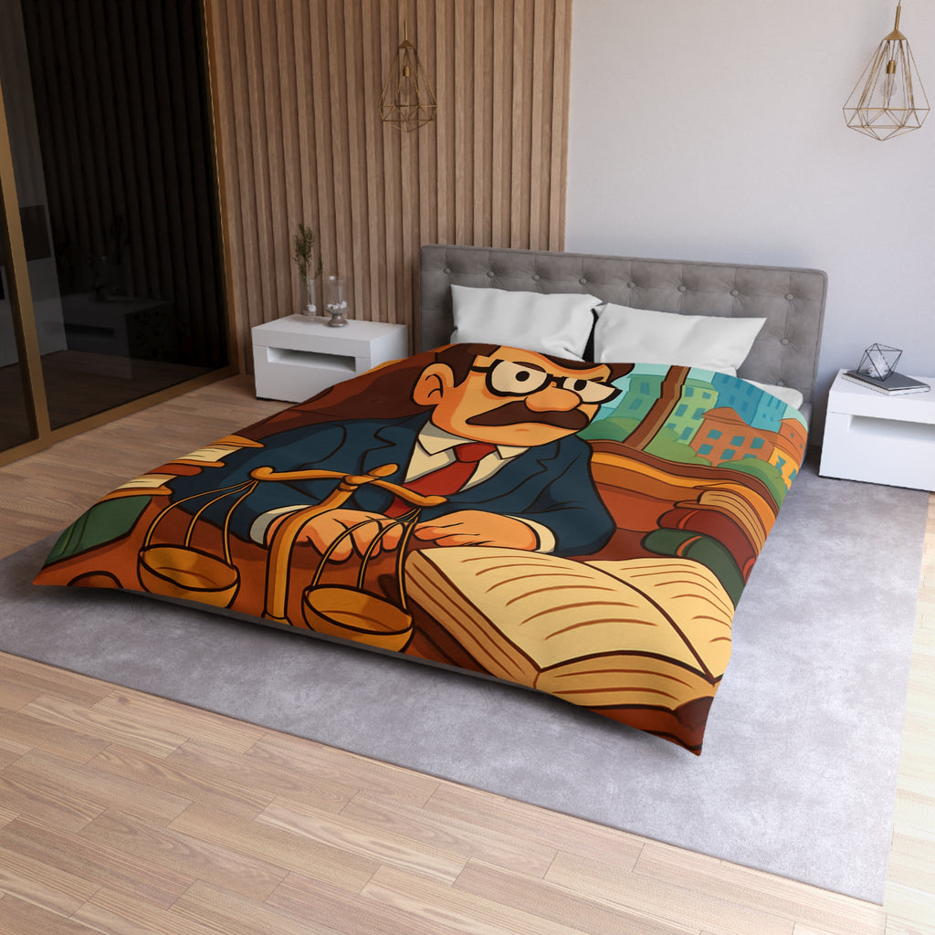 Housse de Couette Style Dessin Animé d'un Bureau d'Avocat avec Livres Colorés