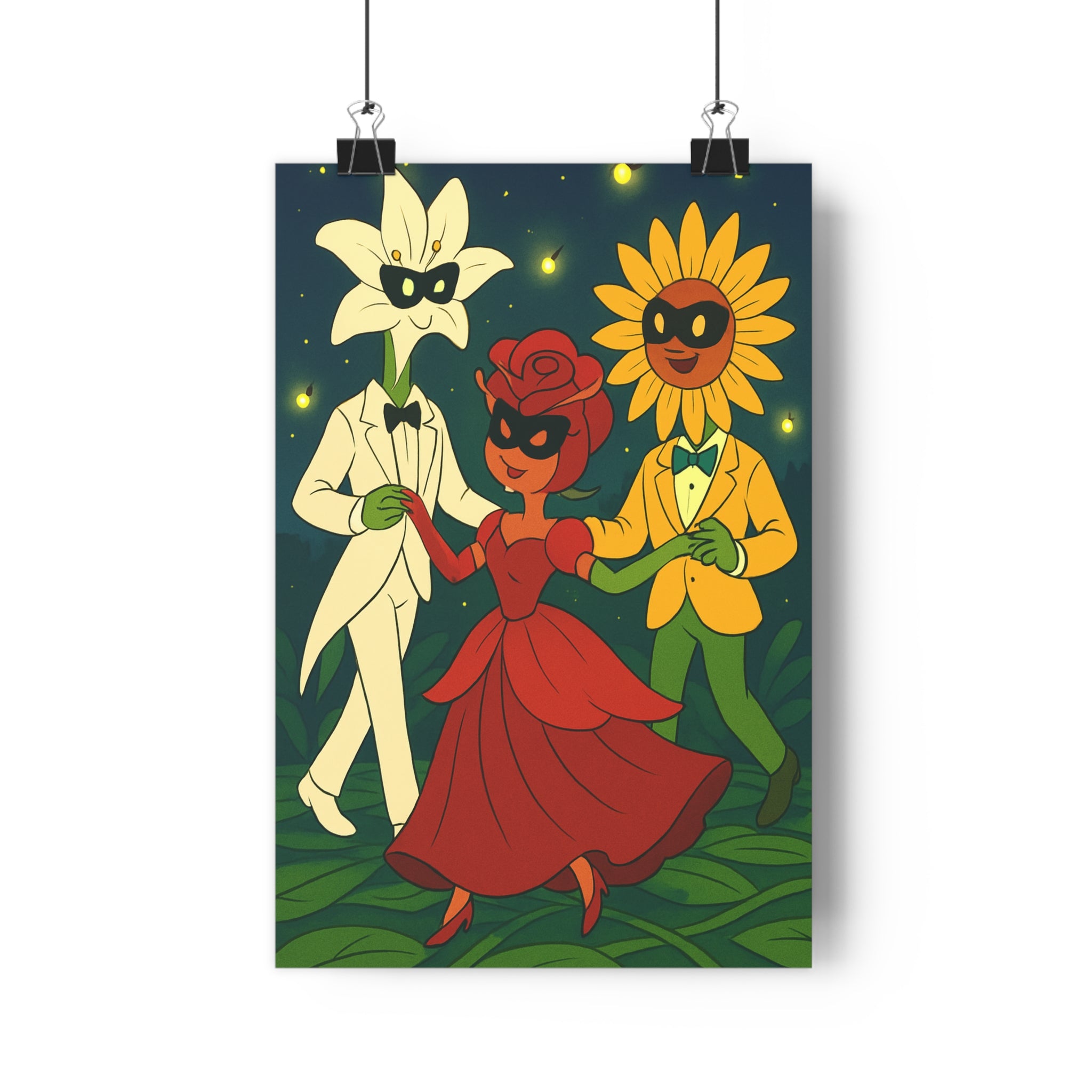 Poster décoratif cartoon rouge blanc jaune joyeux fantaisie intérieur chambre salon 3 qualité premium