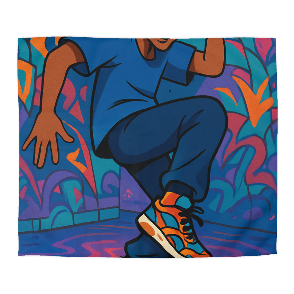 Housse de couette vibrante danseur street art moderne pour chambre adolescente colorée