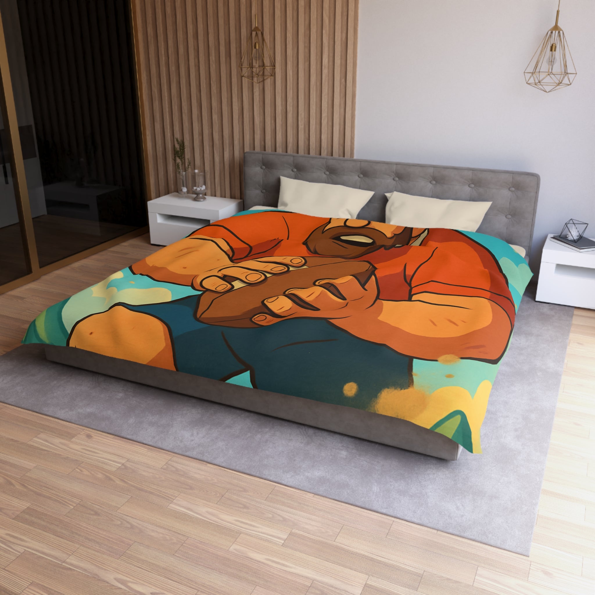 Housse de Couette Microfibre Motif Créatif Original Style Contemporain Chambre Élégante