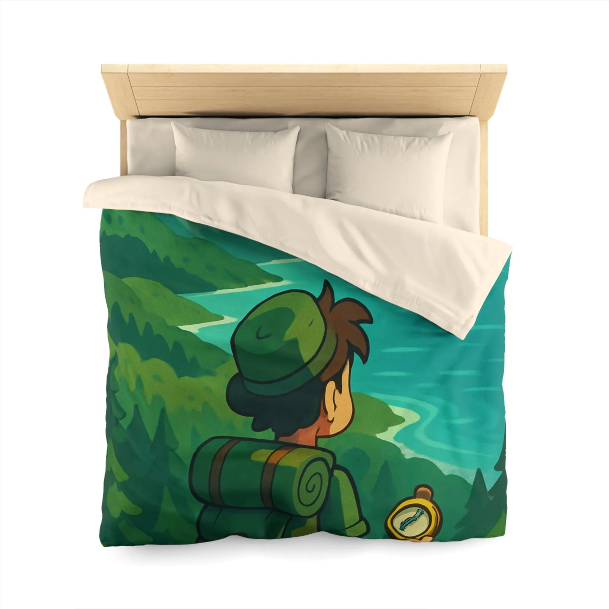 Aventure en montagne pour une housse de couette nature et voyageur contemplatif