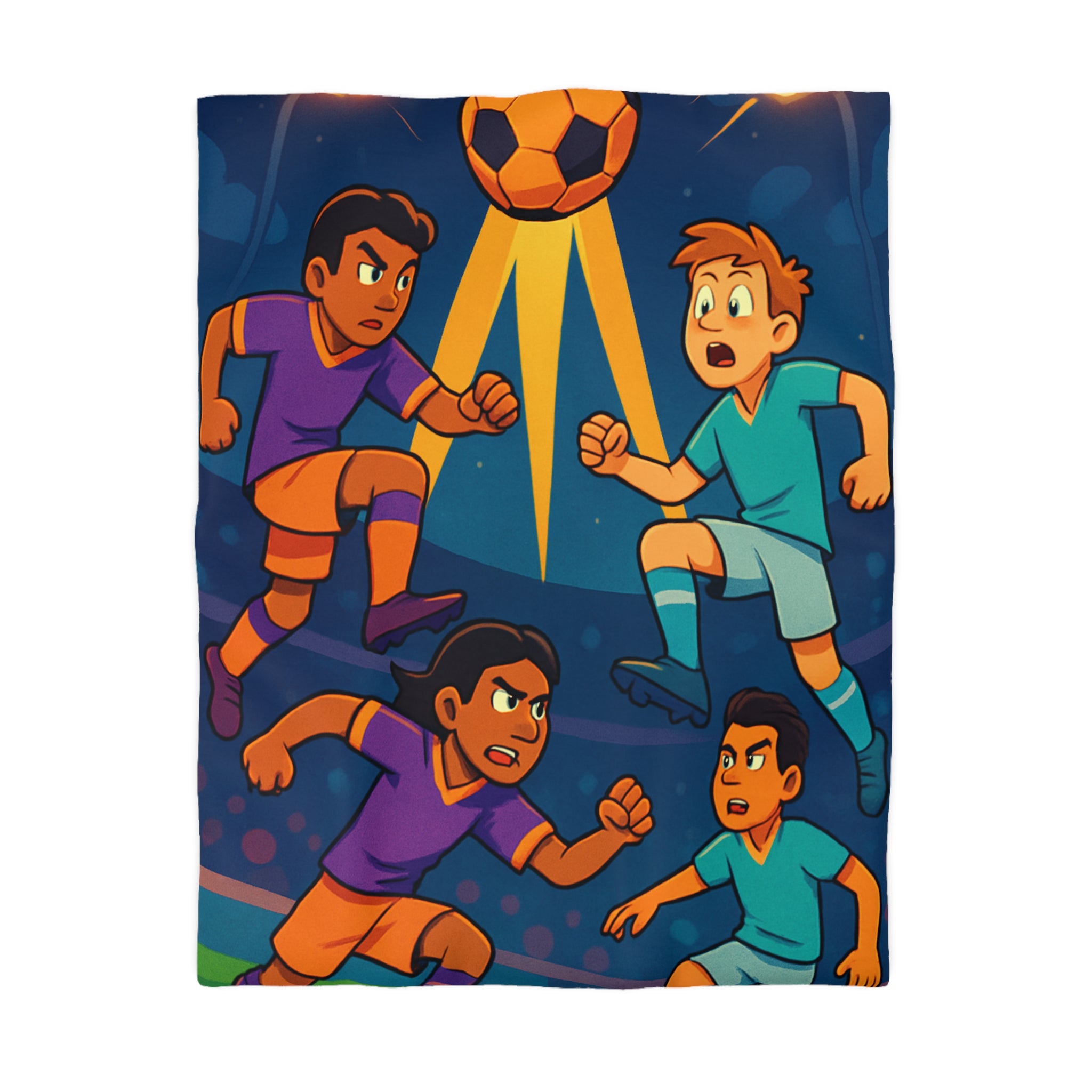 Housse de Couette Thème Football Éclatant pour les Fans de Sports Nocturnes