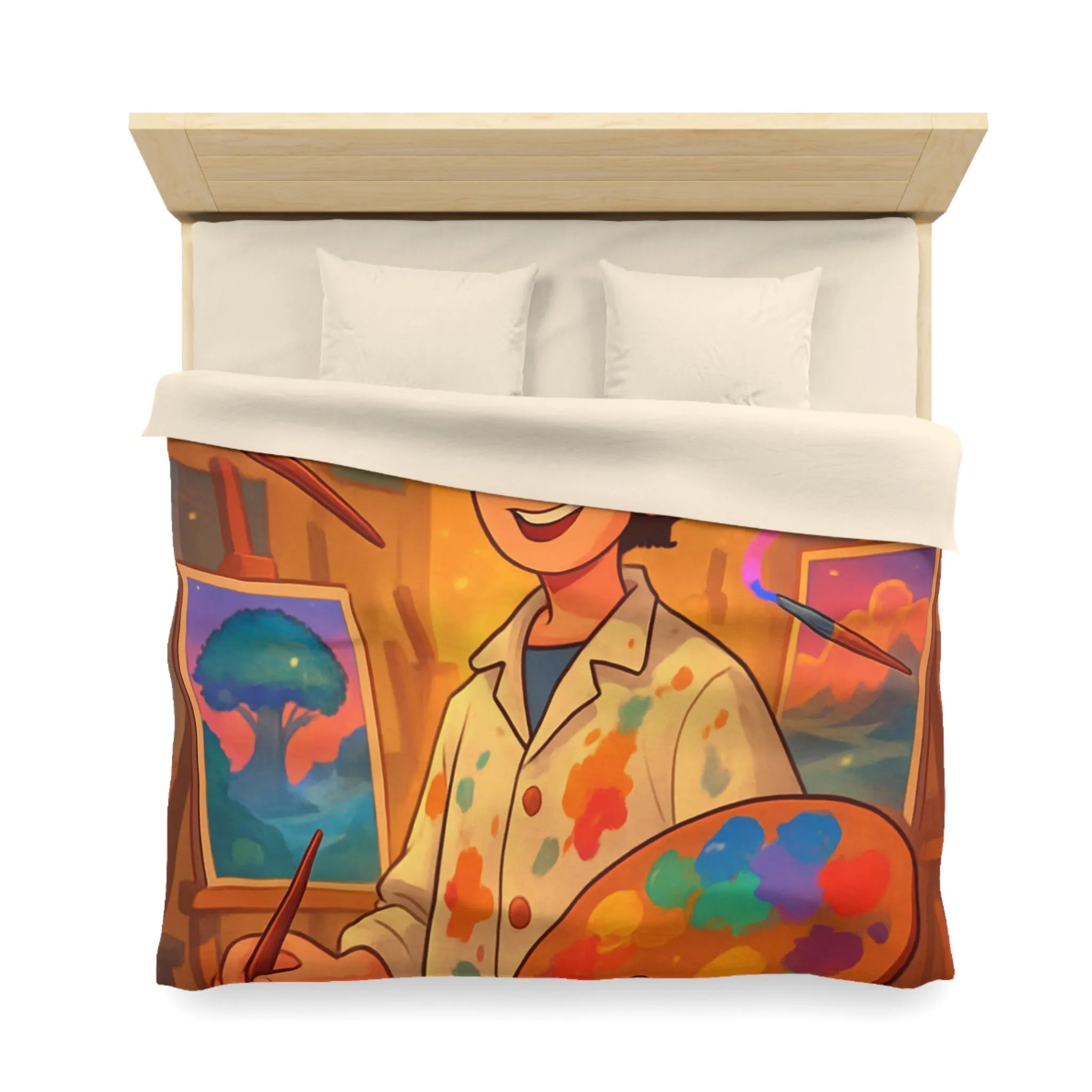 Housse de Couette Microfibre Art Graphique Contemporain Style Décoratif Chambre Tendance